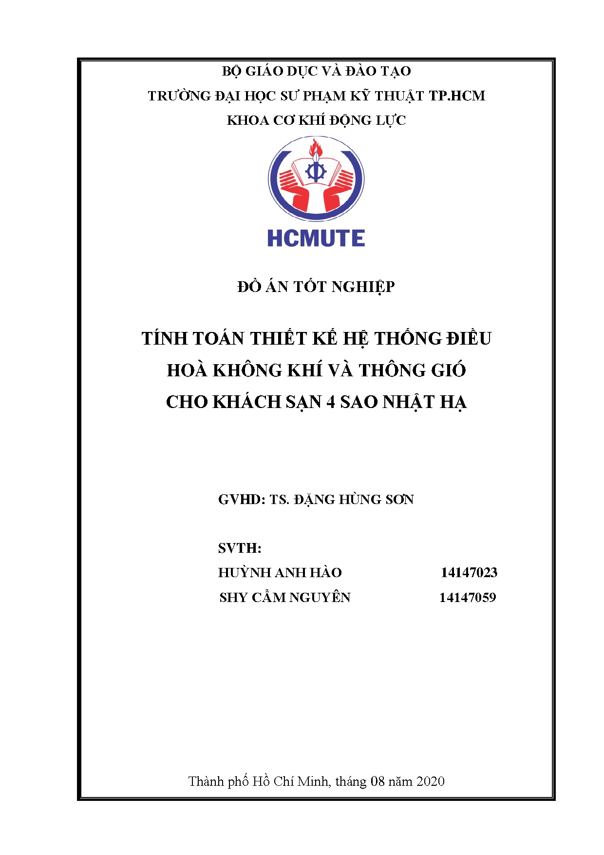 Đồ án tốt nghiệp - Tính toán thiết kế hệ thống điều hòa không khí và thông gió CKS 4 SNHĐÁTNNCNKTN