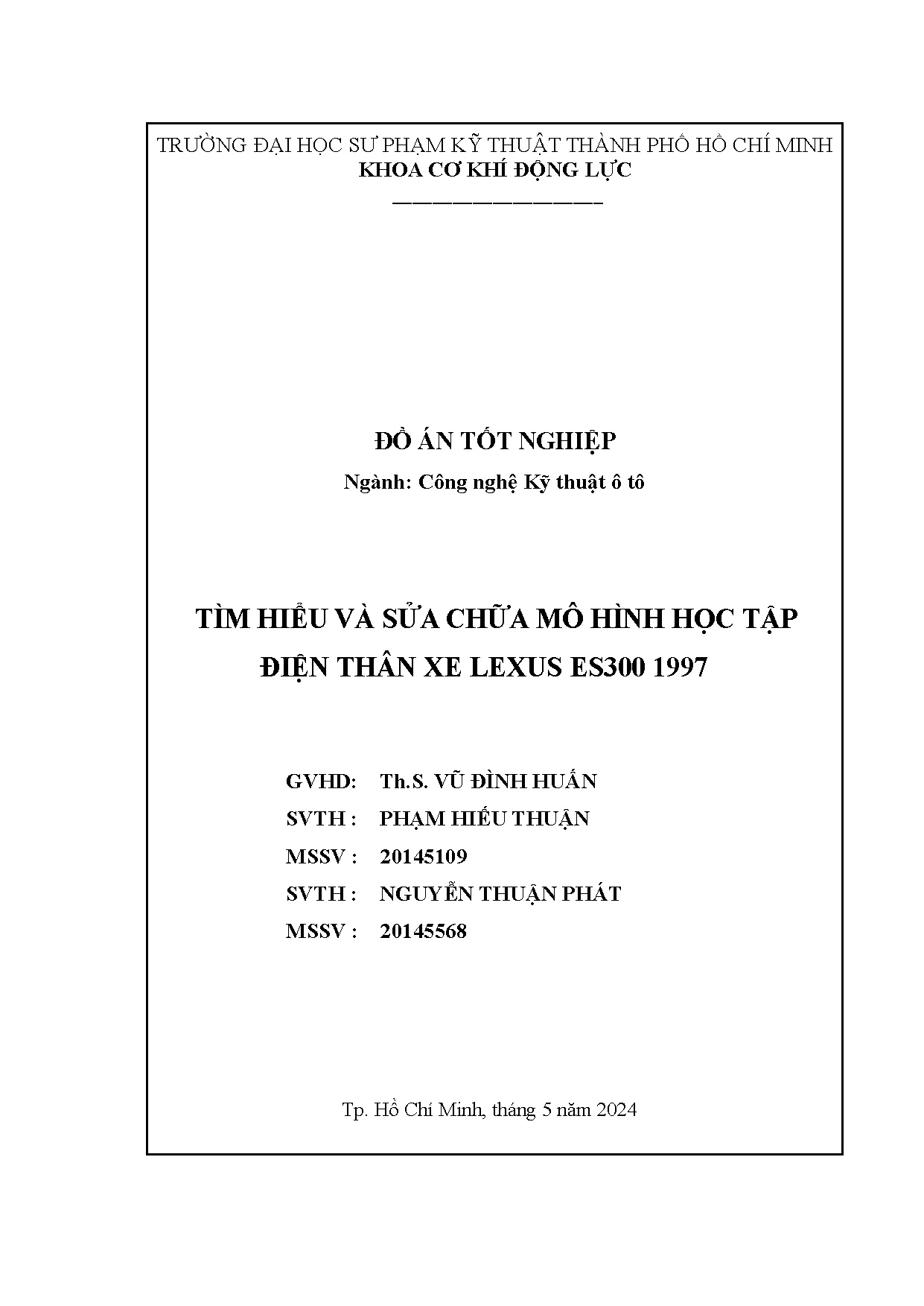 Đồ án tốt nghiệp - Tìm hiểu và sửa chữa mô hình học tập điện thân xe Lexus ES300 199