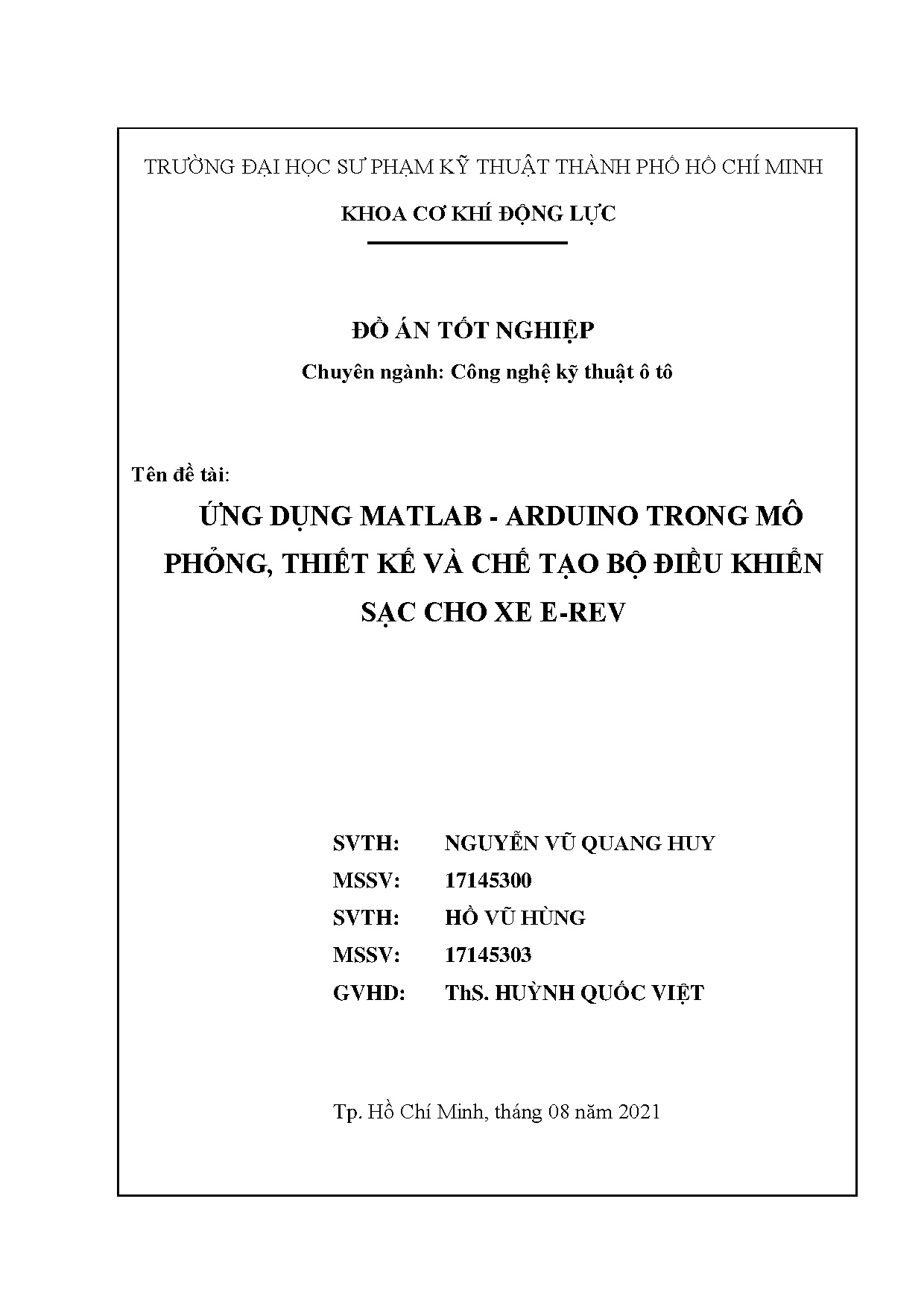 Đồ án tốt nghiệp - Ứng dụng Matlab - Arduino trong mô phỏng, thiết kế và chế tạo bộ điều khiển SCXE