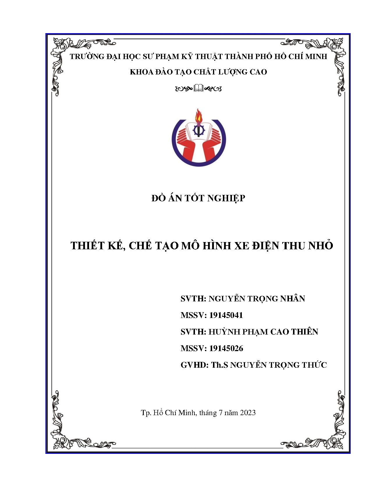 Đồ án tốt nghiệp - Thiết kế, chế tạo mô hình xe điện thu nhỏ