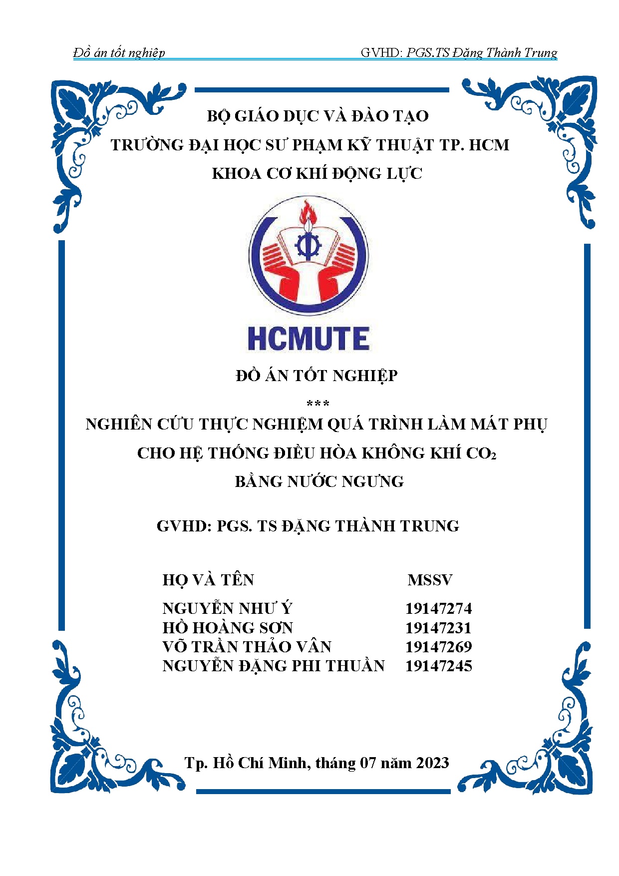 Đồ án tốt nghiệp - Nghiên cứu thực nghiệm quá trình làm mát phụ cho hệ thống điều hòa không khí CBNN