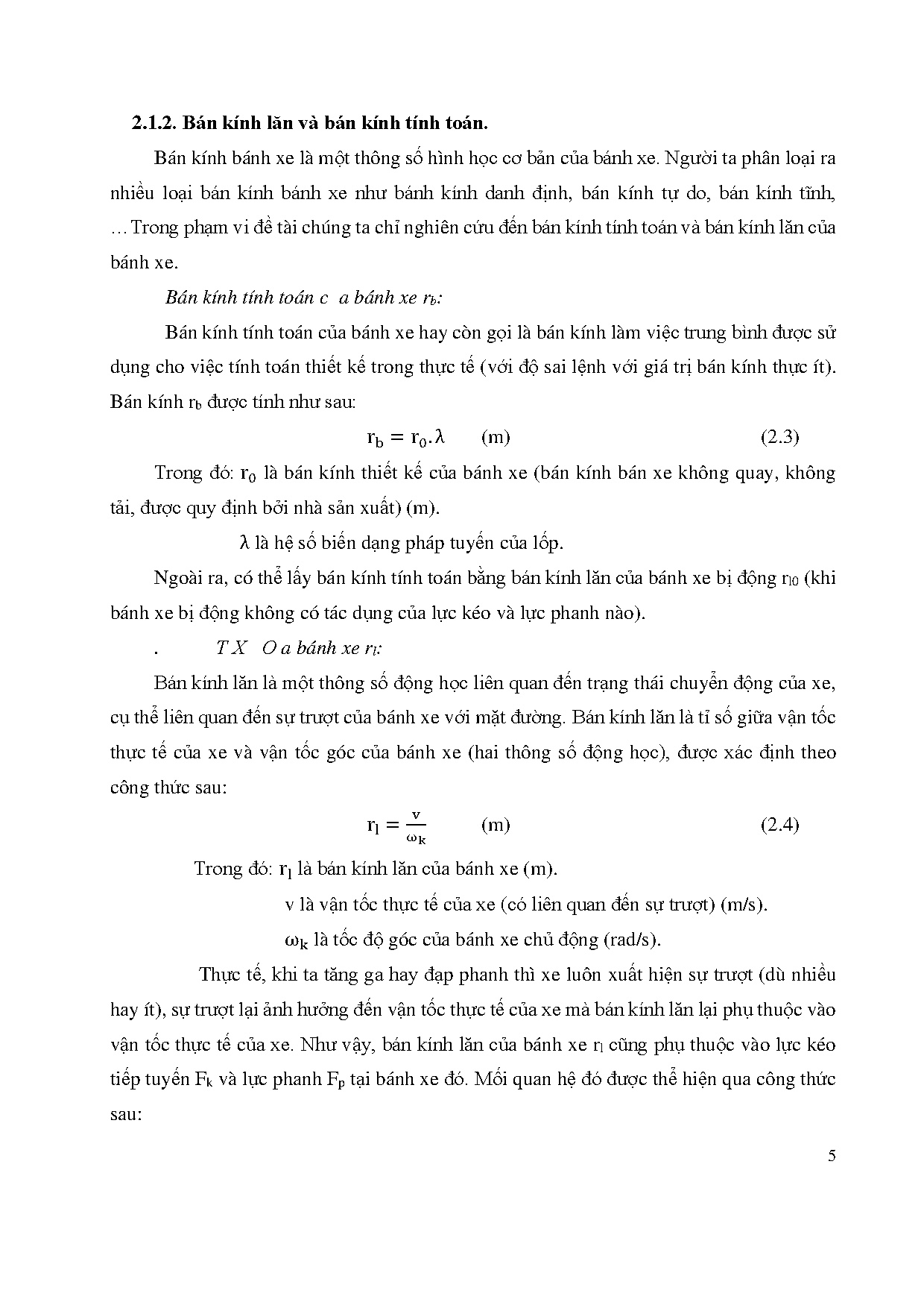 Đồ án tốt nghiệp - Nghiên cứu đánh giá ảnh hưởng của sự trượt tại bánh xe tới chuyển động của ô tô - Trang 20