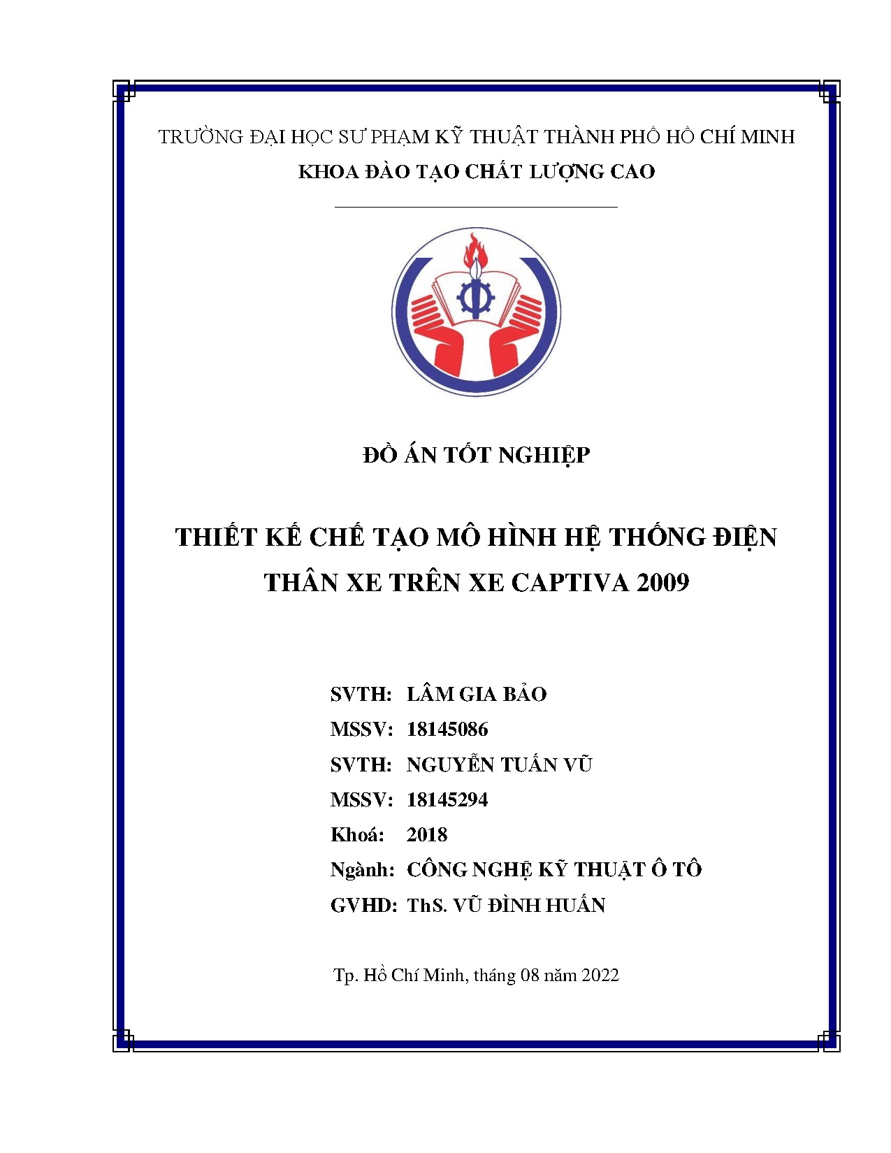 Đồ án tốt nghiệp - Thiết kế chế tạo mô hình hệ thống điện thân xe trên xe Captiva 2009