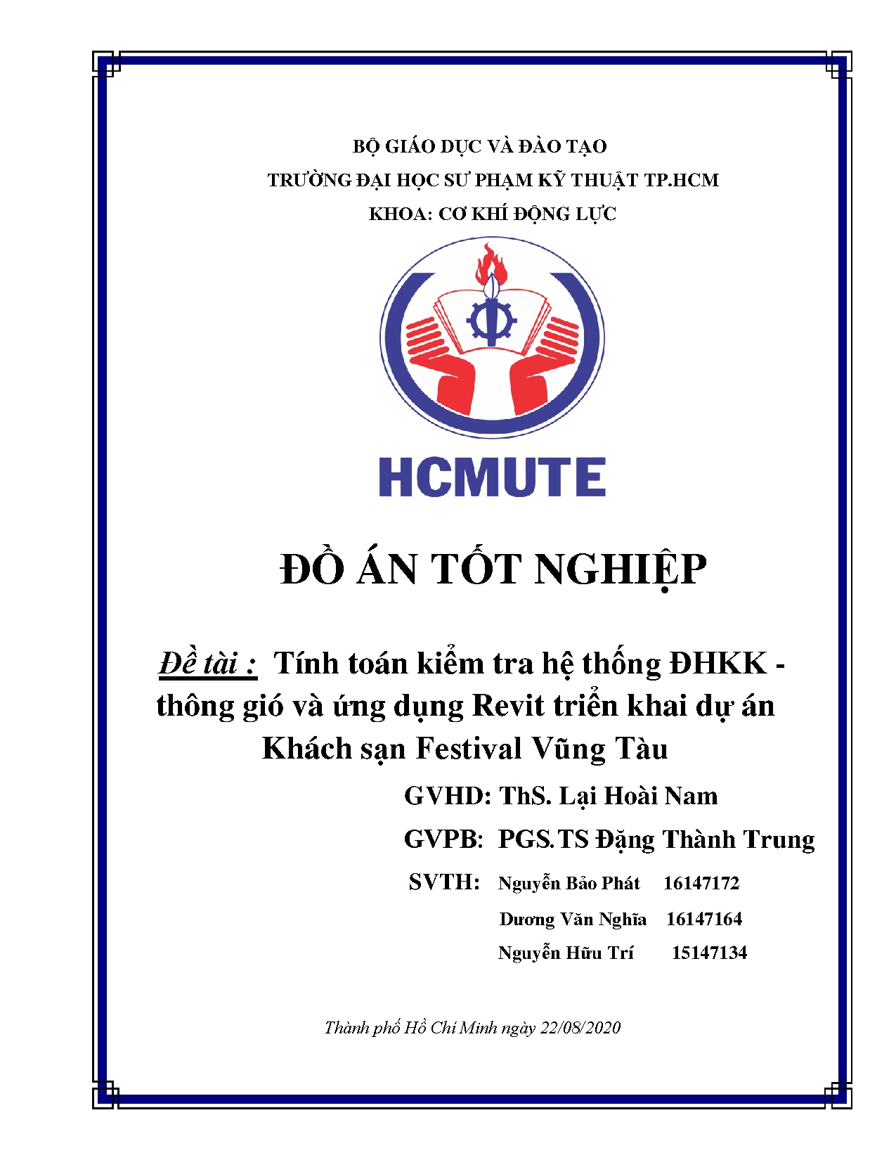Đồ án tốt nghiệp - Tính toán kiểm tra hệ thống điều hòa không khí và thông GVỨDRTKSÁKSFVTĐÁTNNCNKTN