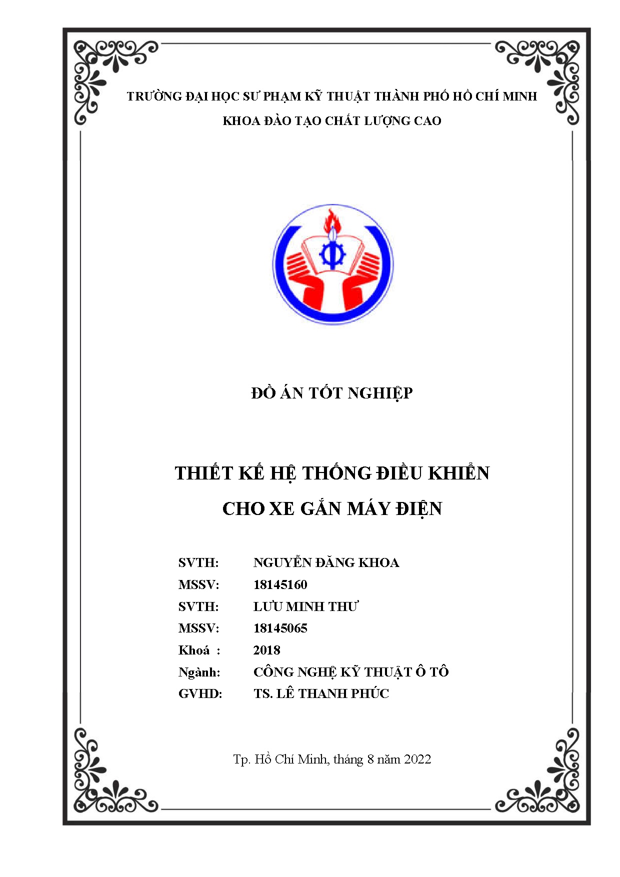 Đồ án tốt nghiệp - Thiết kế hệ thống điều khiển cho xe gắn máy điện