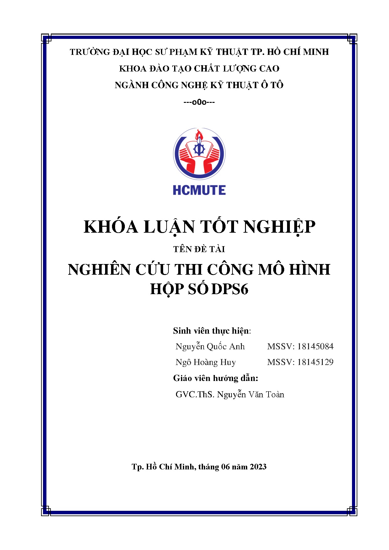 Đồ án tốt nghiệp - Nghiên cứu thi công mô hình hộp số DPS6