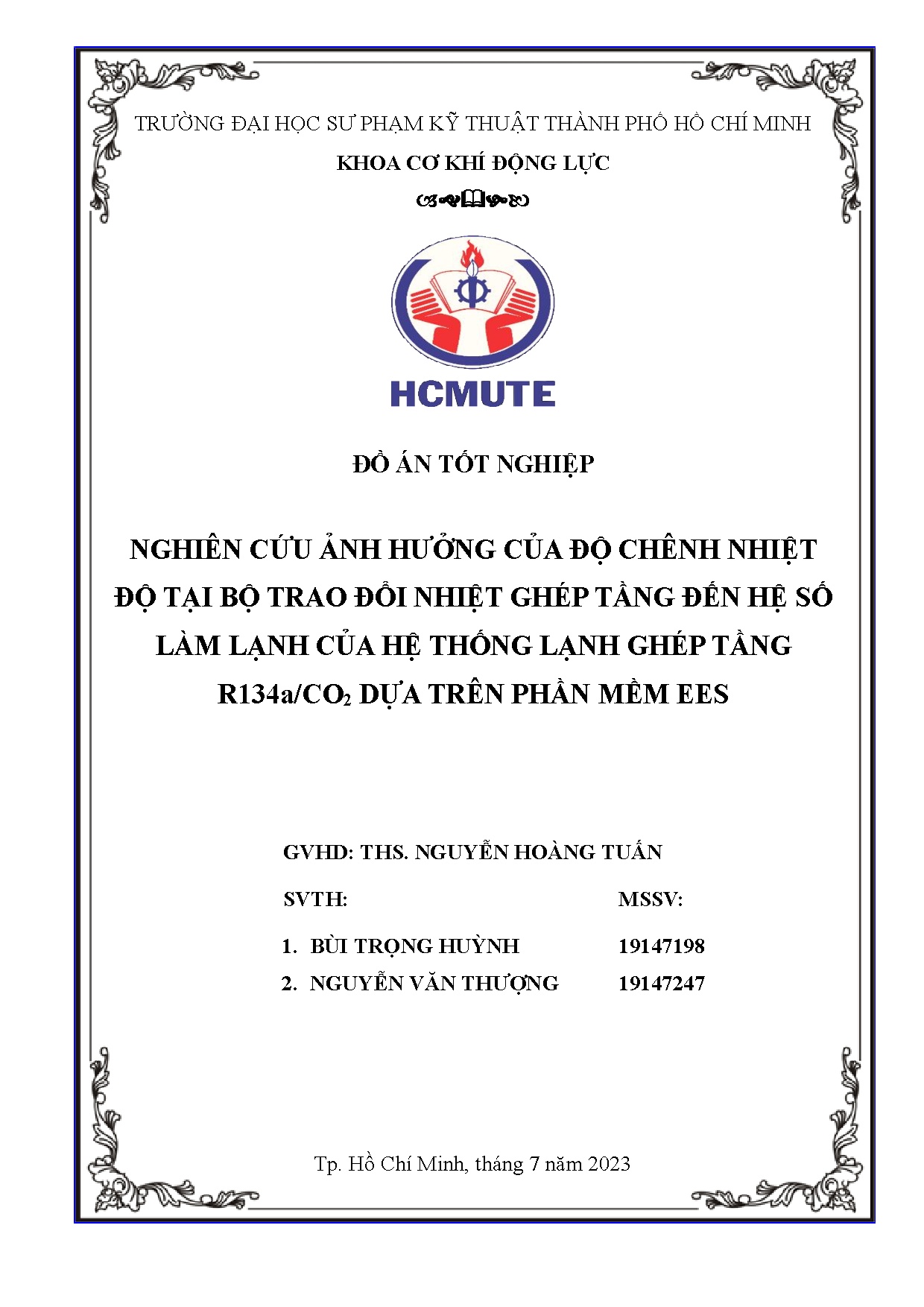 Đồ án tốt nghiệp - Nghiên cứu ảnh hưởng của độ chênh nhiệt độ tại bộ trao đổi NGTĐHSLLCHTLGTRDTPME