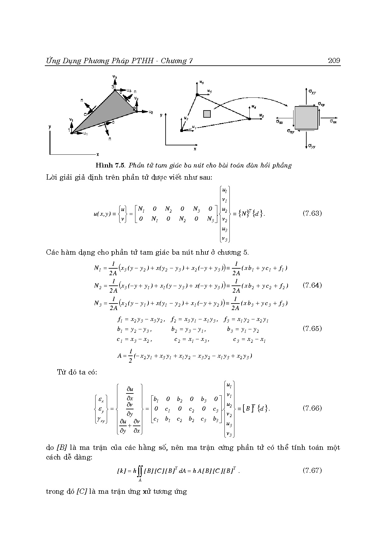Ứng dụng phương pháp phần tử hữu hạn trong tính toán kỹ thuật (HCMUTE) - Trang 215
