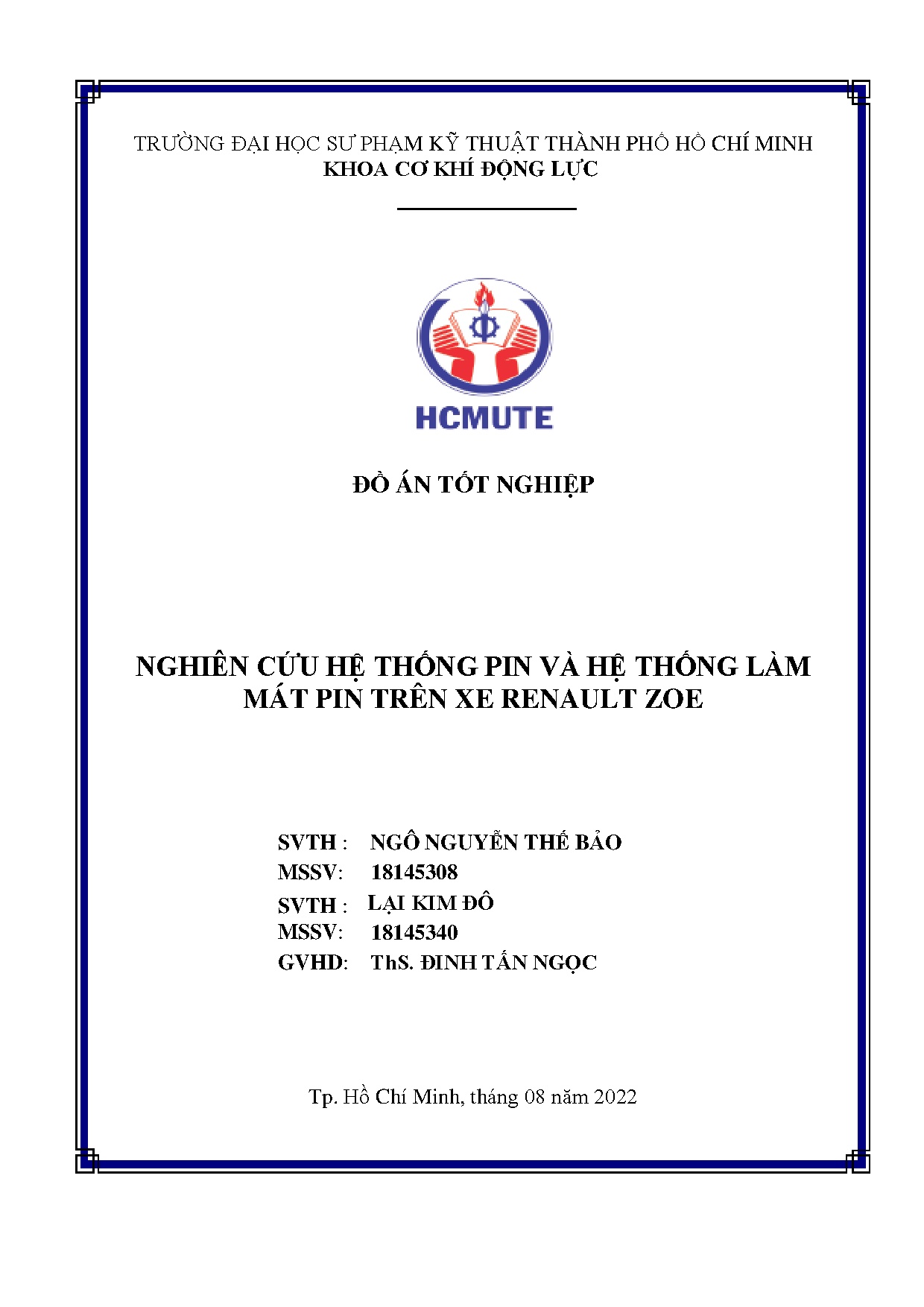 Đồ án tốt nghiệp - Nghiên cứu hệ thống pin và hệ thống làm mát pin trên xe Renault Zoe