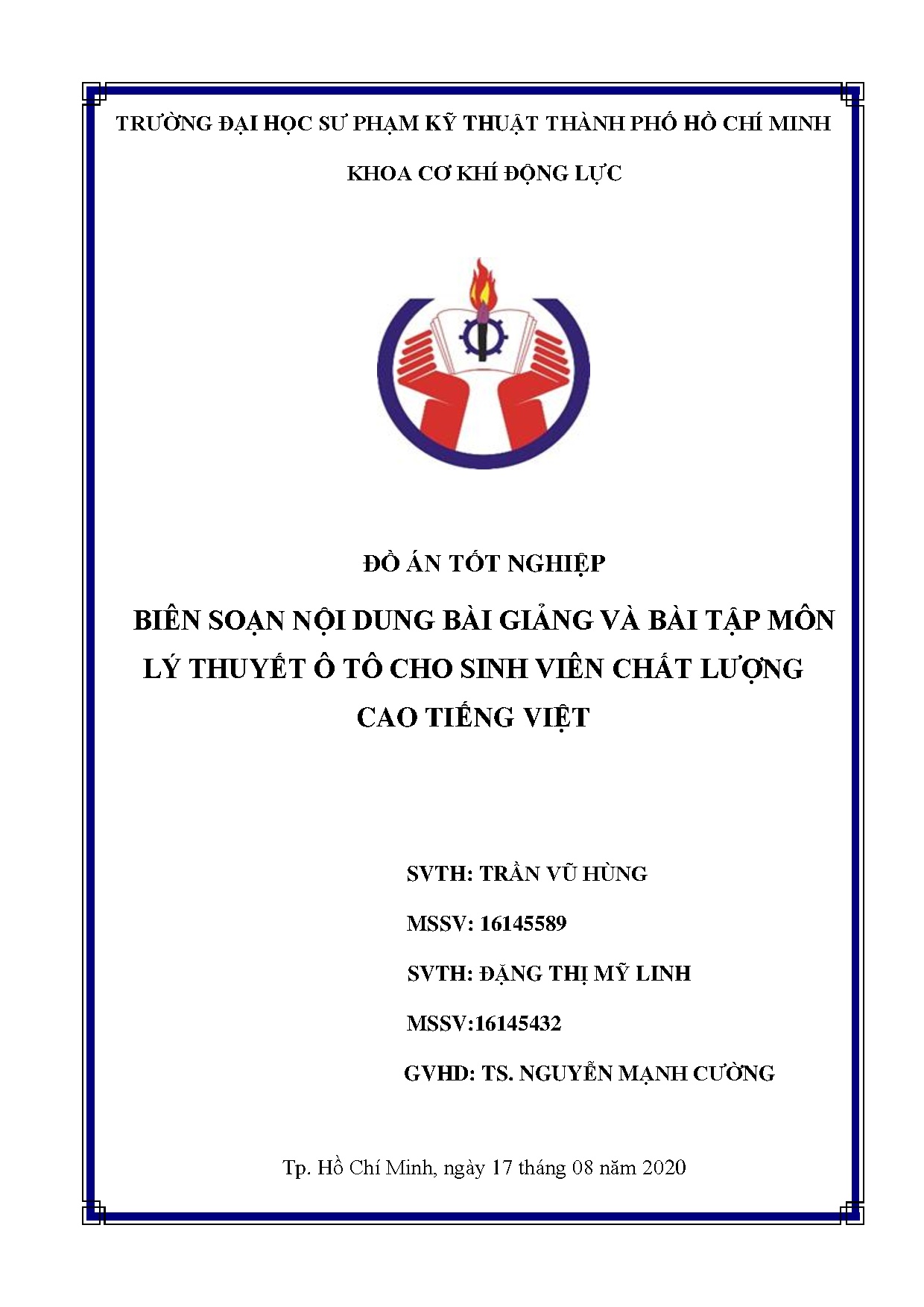 Đồ án tốt nghiệp - Biên soạn nội dung bài giảng và bài tập môn lý thuyết ô tô CSVCLCTVĐÁTNNCNKT ô T