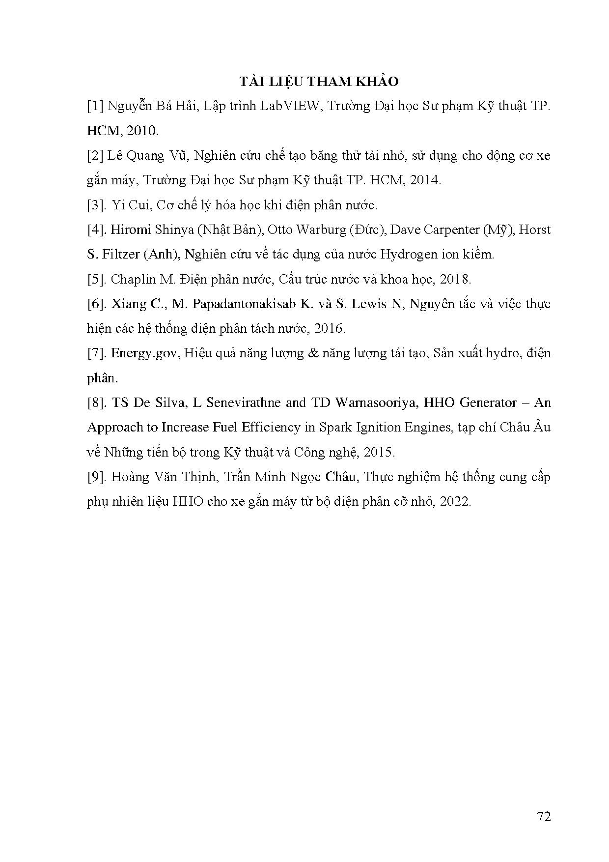 Đồ án tốt nghiệp - Tối ưu hóa quá trình cung cấp phụ nhiên liệu HHO cho xe gắn máy từ bộ điện PCN - Trang 89