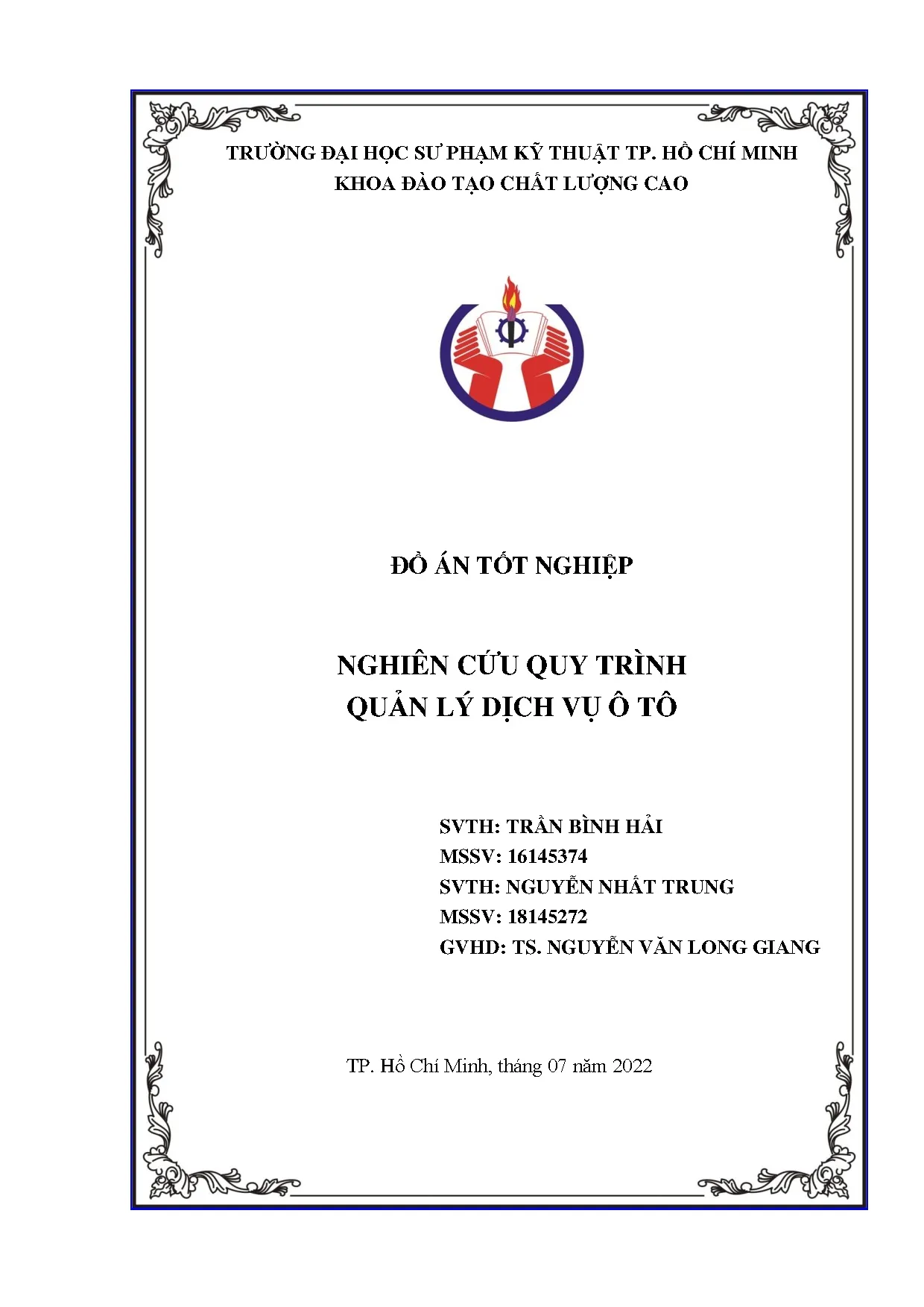 Đồ án tốt nghiệp - Nghiên cứu quy trình quản lý dịch vụ ô tô