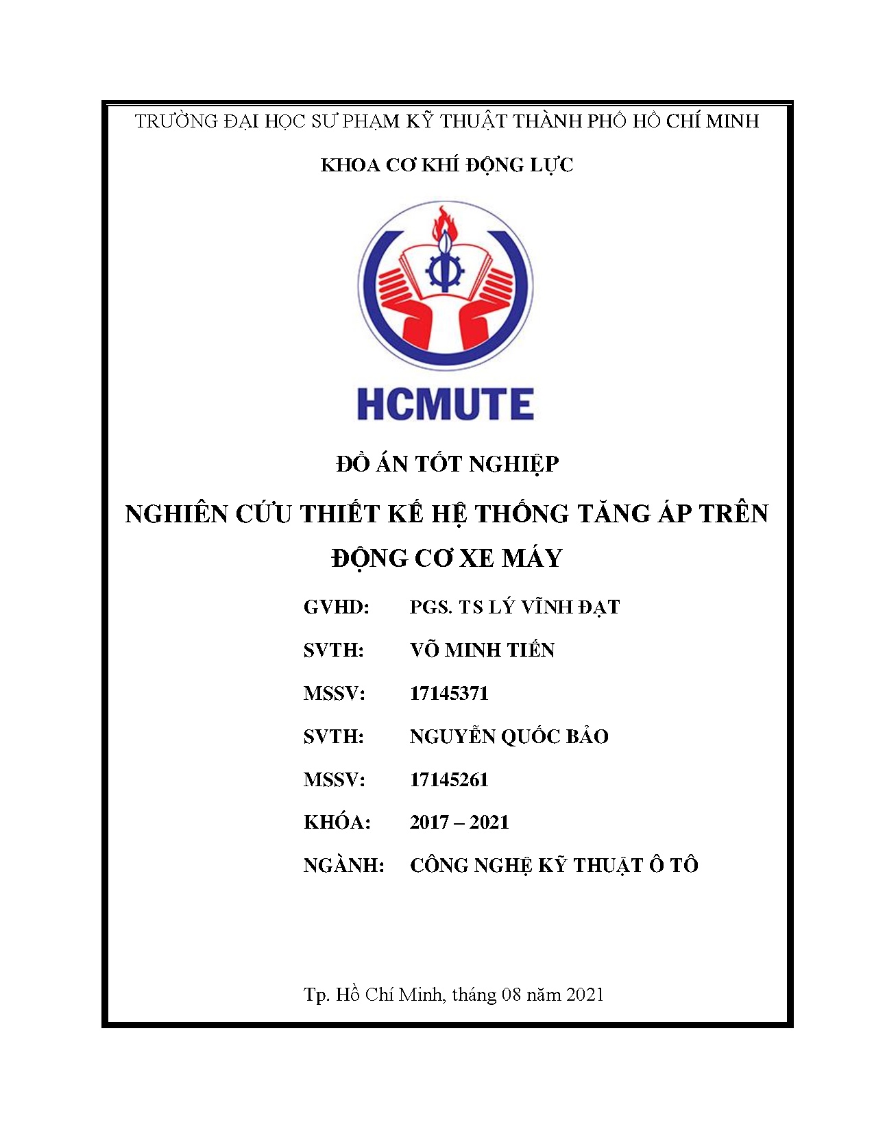 Đồ án tốt nghiệp - Nghiên cứu thiết kế hệ thống tăng áp trên động cơ xe máy