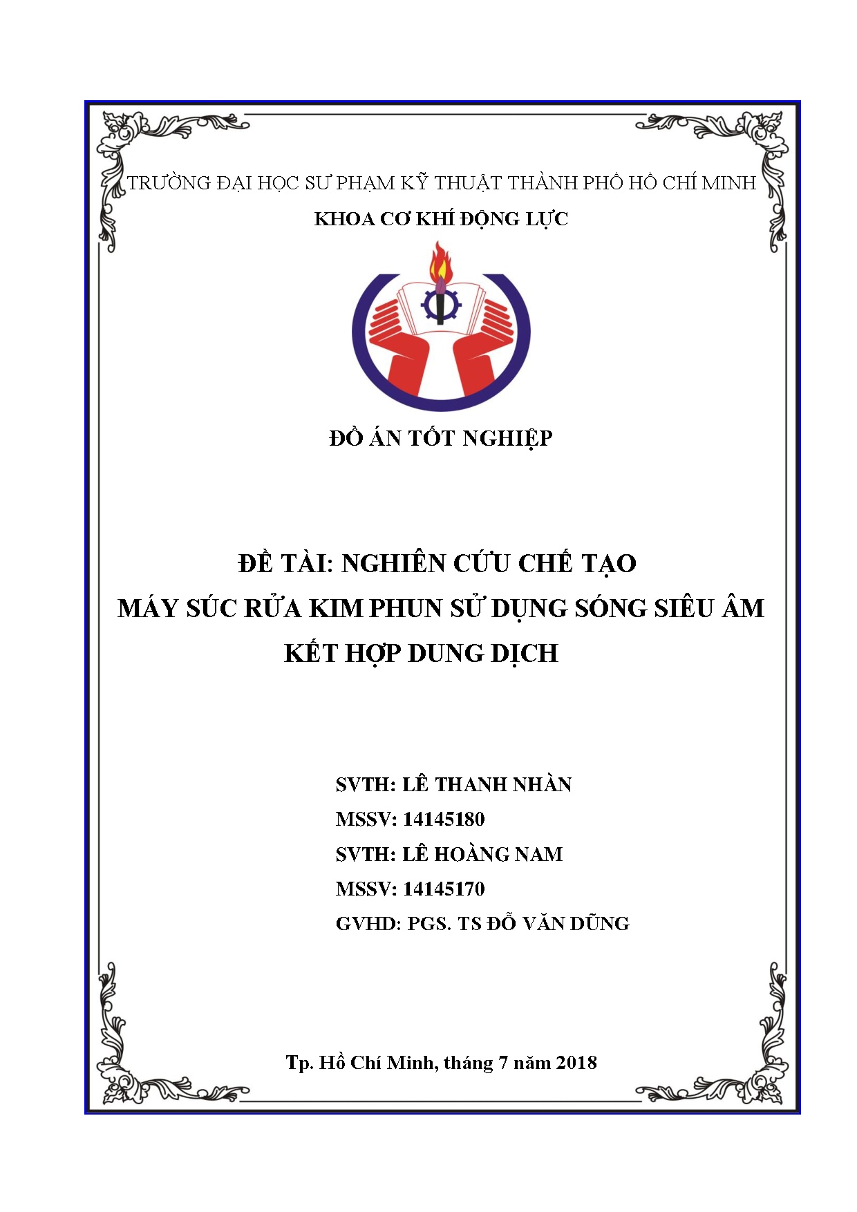 Đồ án tốt nghiệp - Nghiên cứu chế tạo máy súc rửa kim phun sử dụng sóng siêu âm kết hợp dung dịch