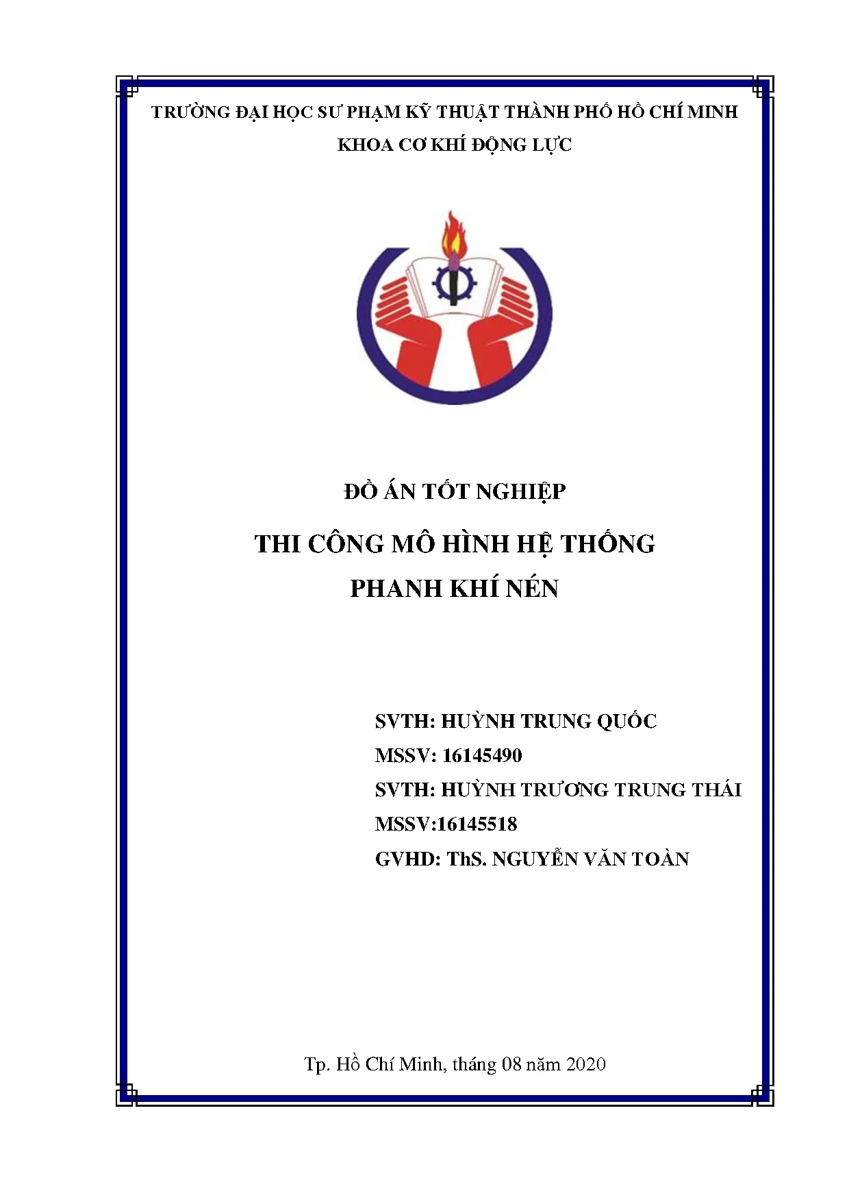 Đồ án tốt nghiệp - Thi công mô hình hệ thống phanh khí nén: Đồ án tốt nghiệp ngành Công nghệ KT ô T