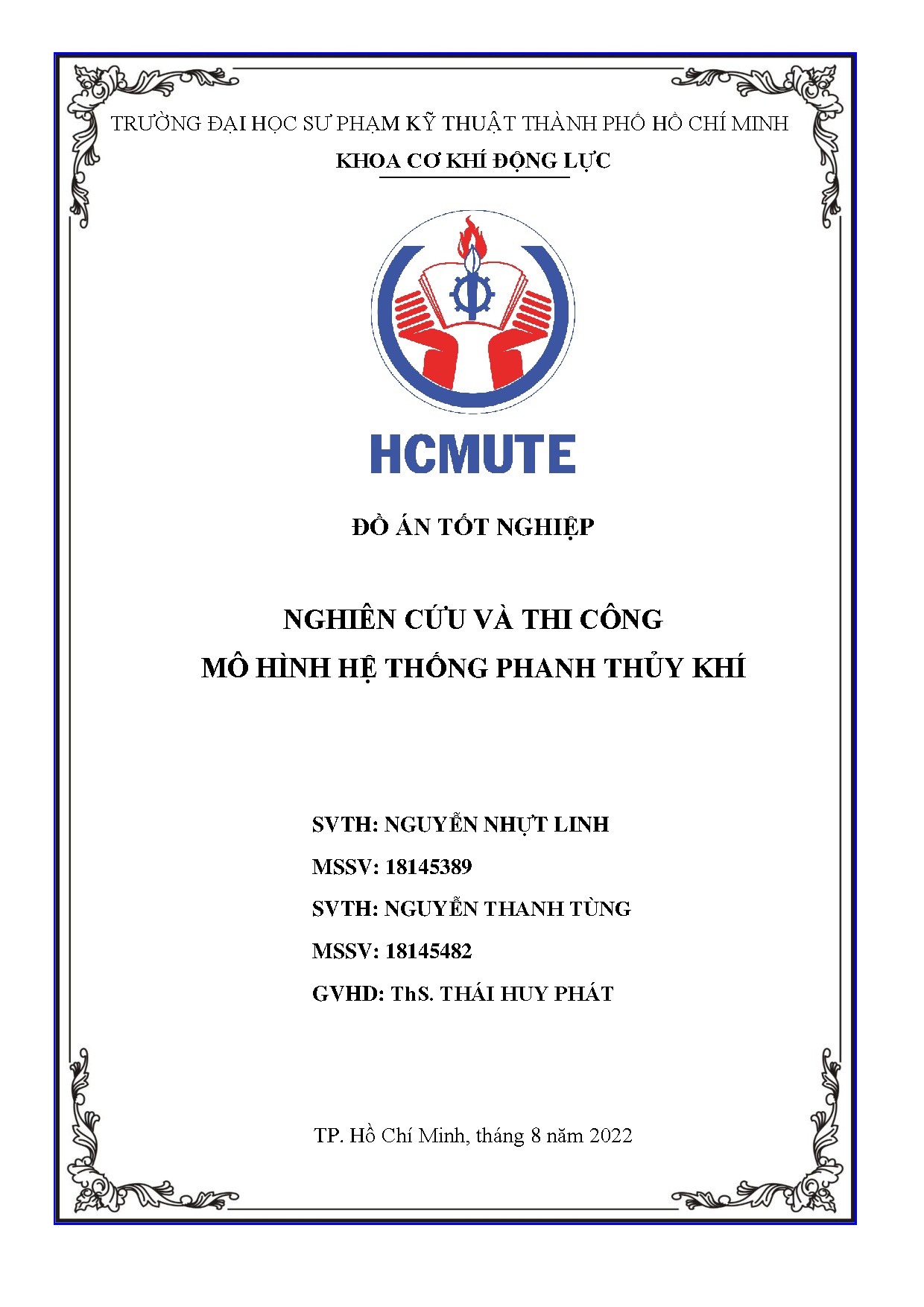 Đồ án tốt nghiệp - Nghiên cứu và thi công mô hình hệ thống phanh thủy khí