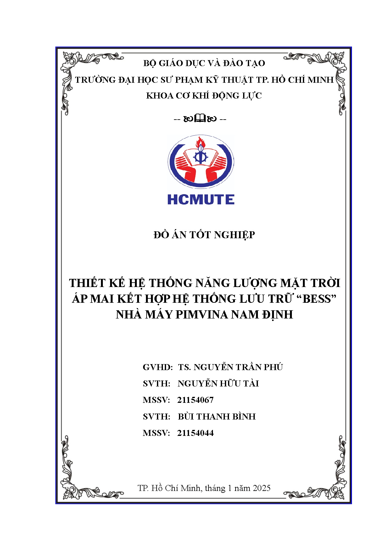 Đồ án tốt nghiệp - Thiết kế hệ thống năng lượng mặt trời áp mai kết hợp hệ thống lưu trữ  NMPNĐ