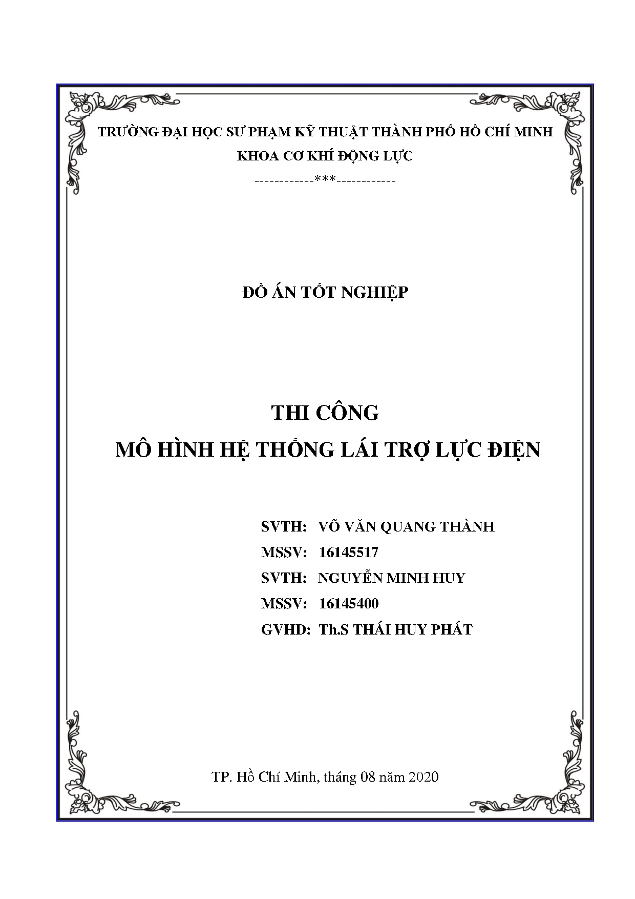 Đồ án tốt nghiệp - Thi công mô hình hệ thống lái trợ lực điện: Đồ án tốt nghiệp ngành Công NKT ô T