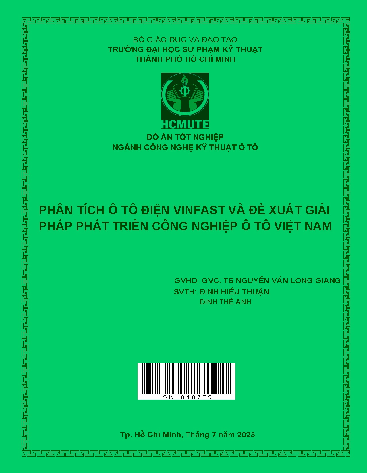 Đồ án tốt nghiệp - Phân tích ô tô điện Vinfast và đề xuất giải pháp phát triển công nghiệp ô tô VN