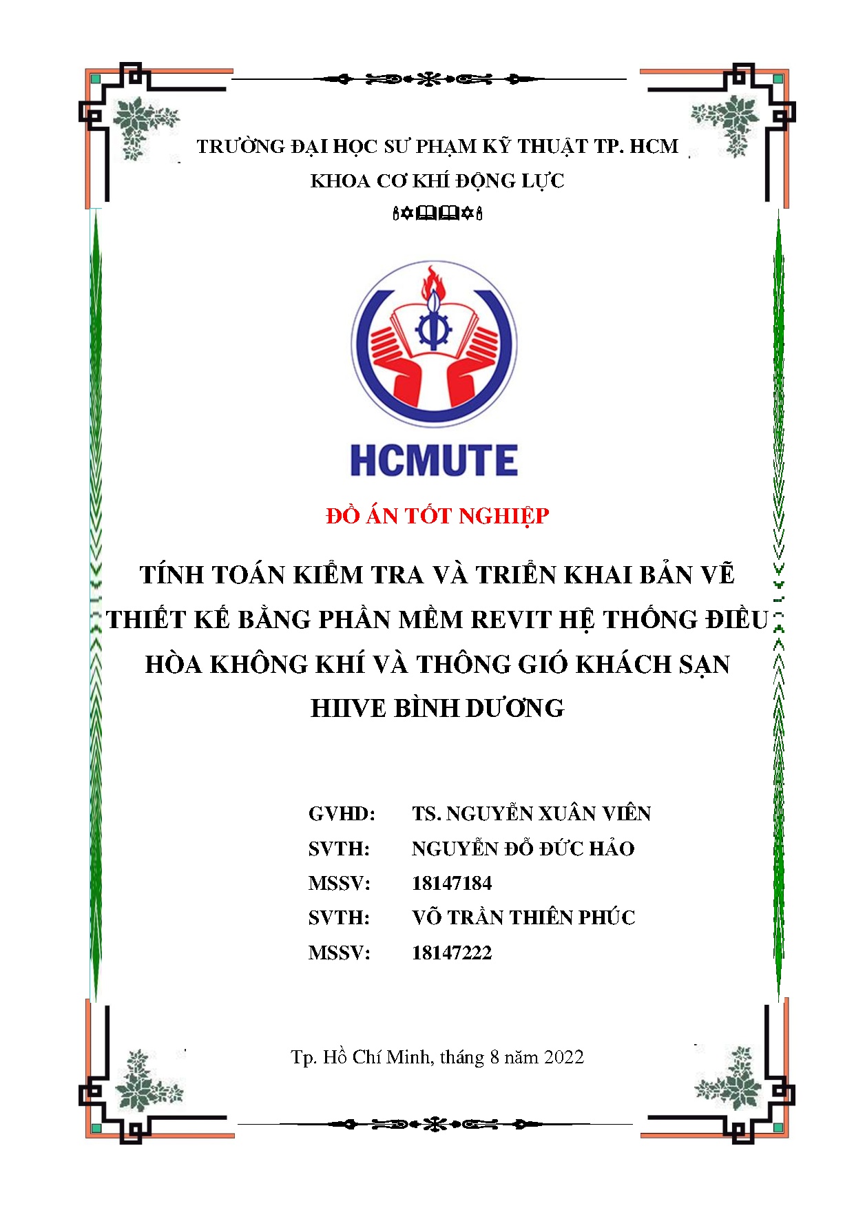 Đồ án tốt nghiệp - Tính toán kiểm tra và triển khai bản vẽ thiết kế bằng phần mềm RHTĐHKKVTGKSHBD