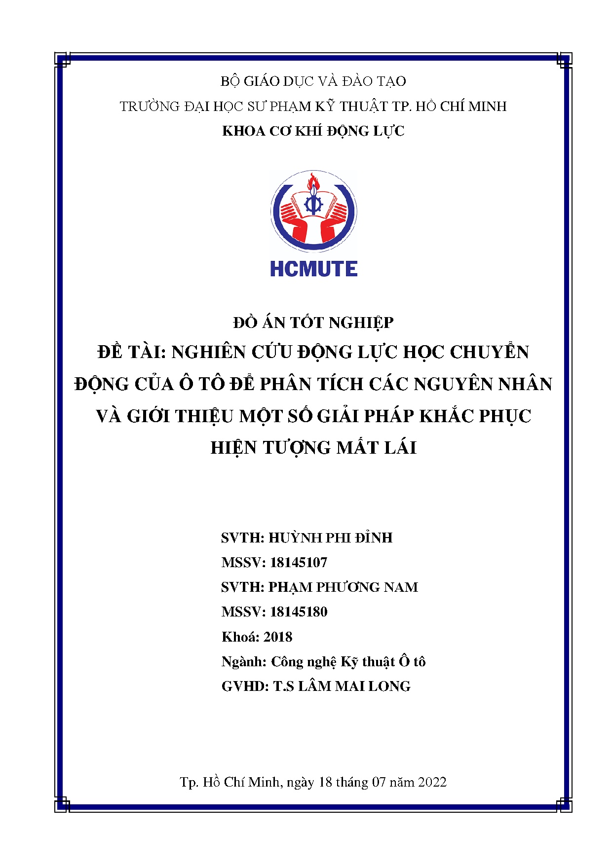 Đồ án tốt nghiệp - Nghiên cứu động lực học chuyển động của ô tô để phân tích các NNVGTMSGPKPHTML