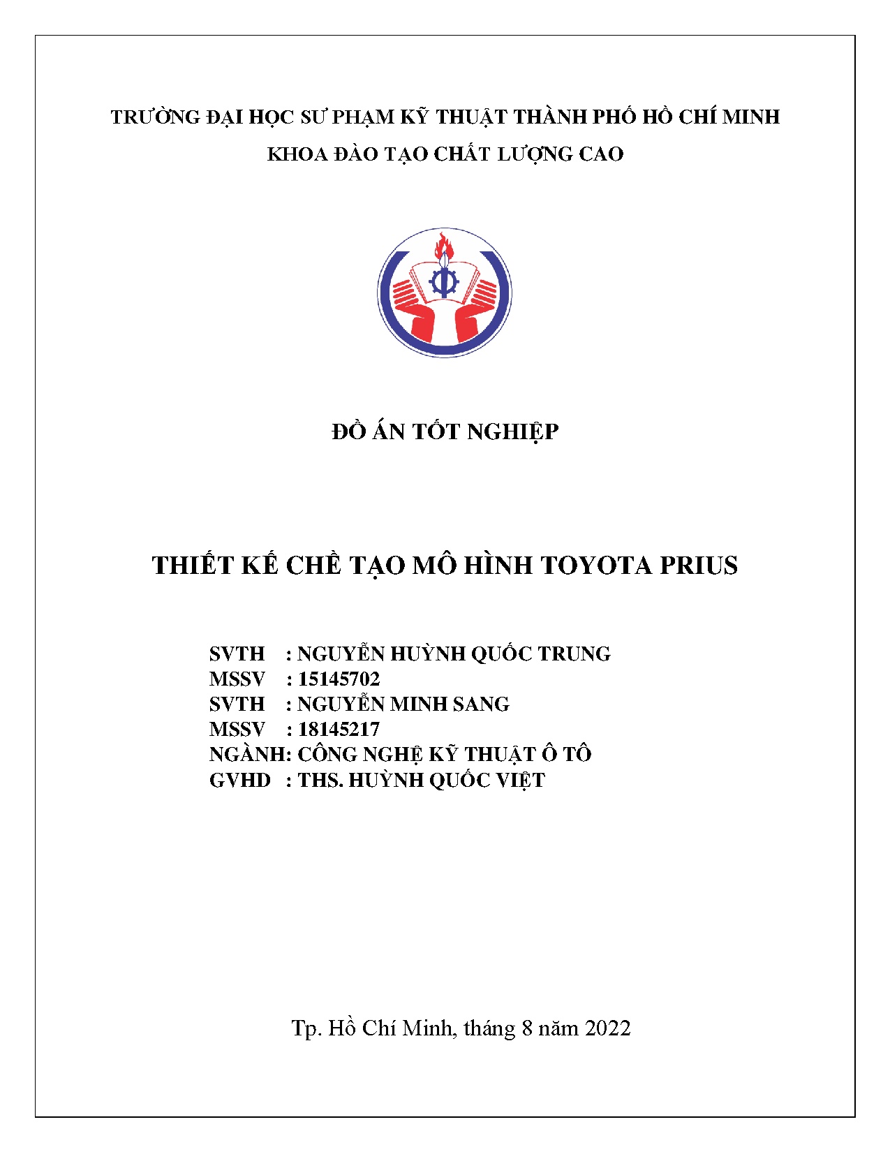 Đồ án tốt nghiệp - Thiết kế chế tạo mô hình Toyota Prius