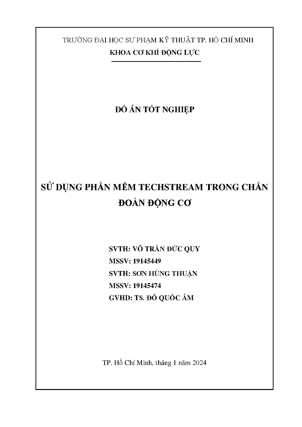Đồ án tốt nghiệp - Sử dụng phần mềm Techstream trong chẩn đoán động cơ