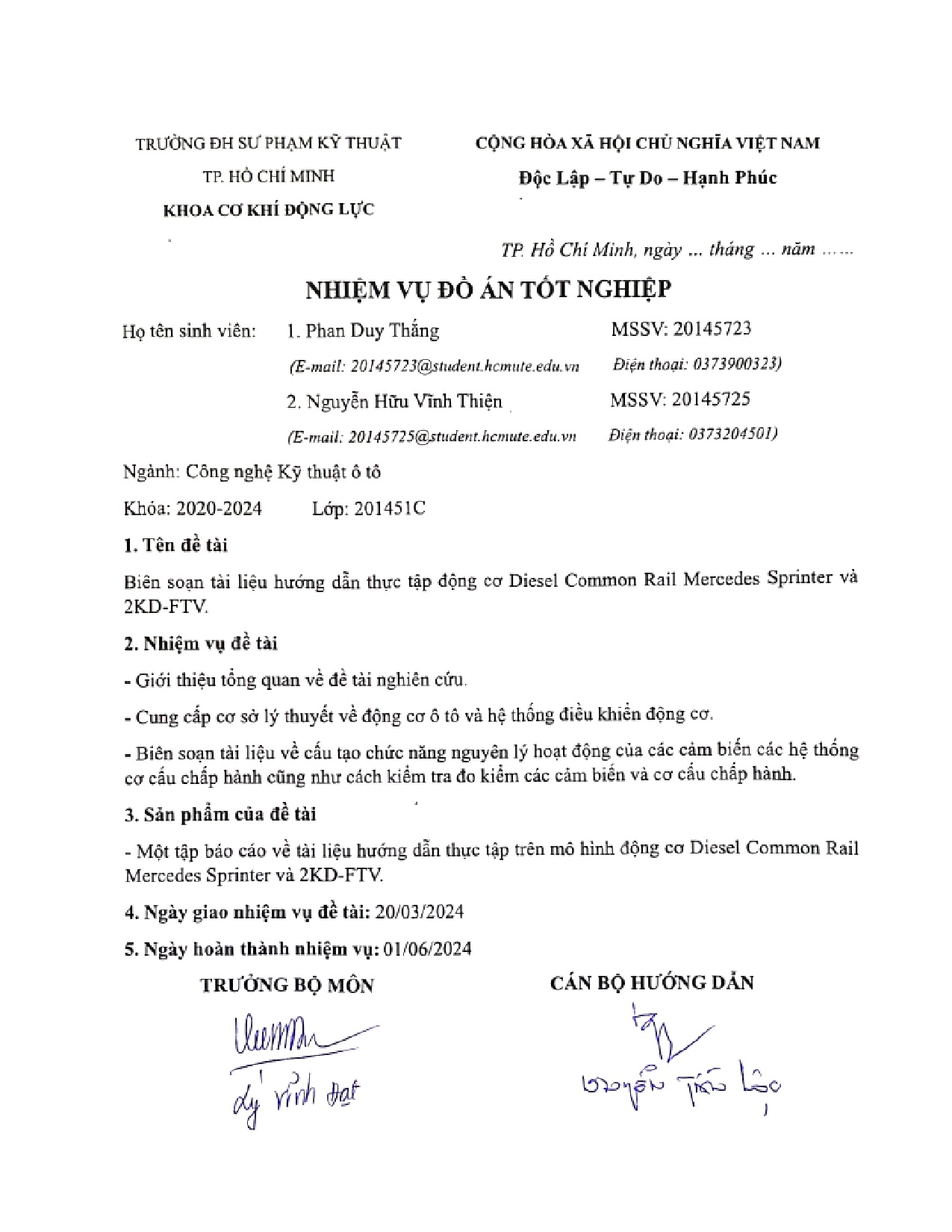 Đồ án tốt nghiệp - Biên soạn tài liệu hướng dẫn thực tập động cơ diesel Common Rail Mercedes SV 2