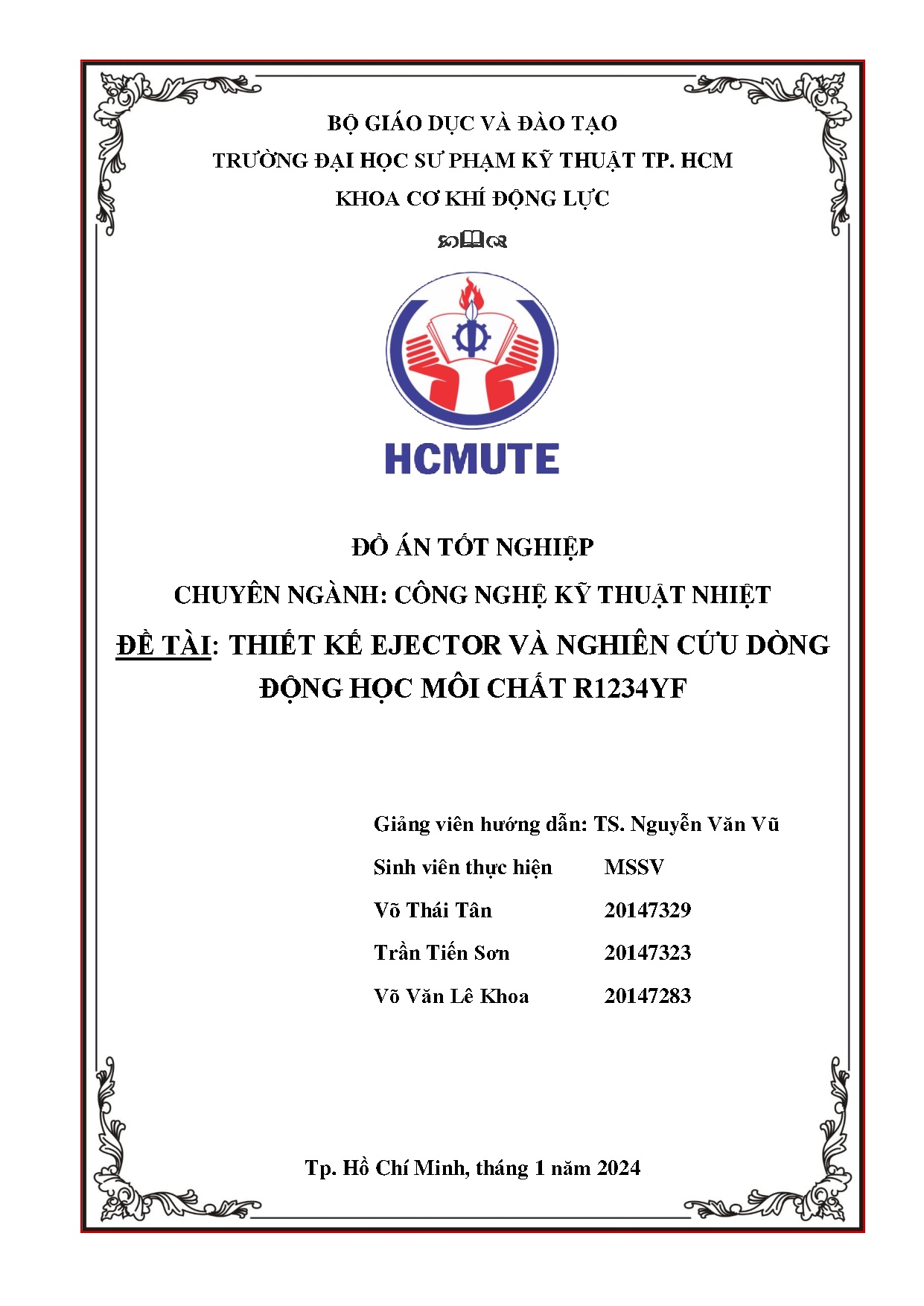 Đồ án tốt nghiệp - Thiết kế Ejector và nghiên cứu dòng động học môi chất R1234YF