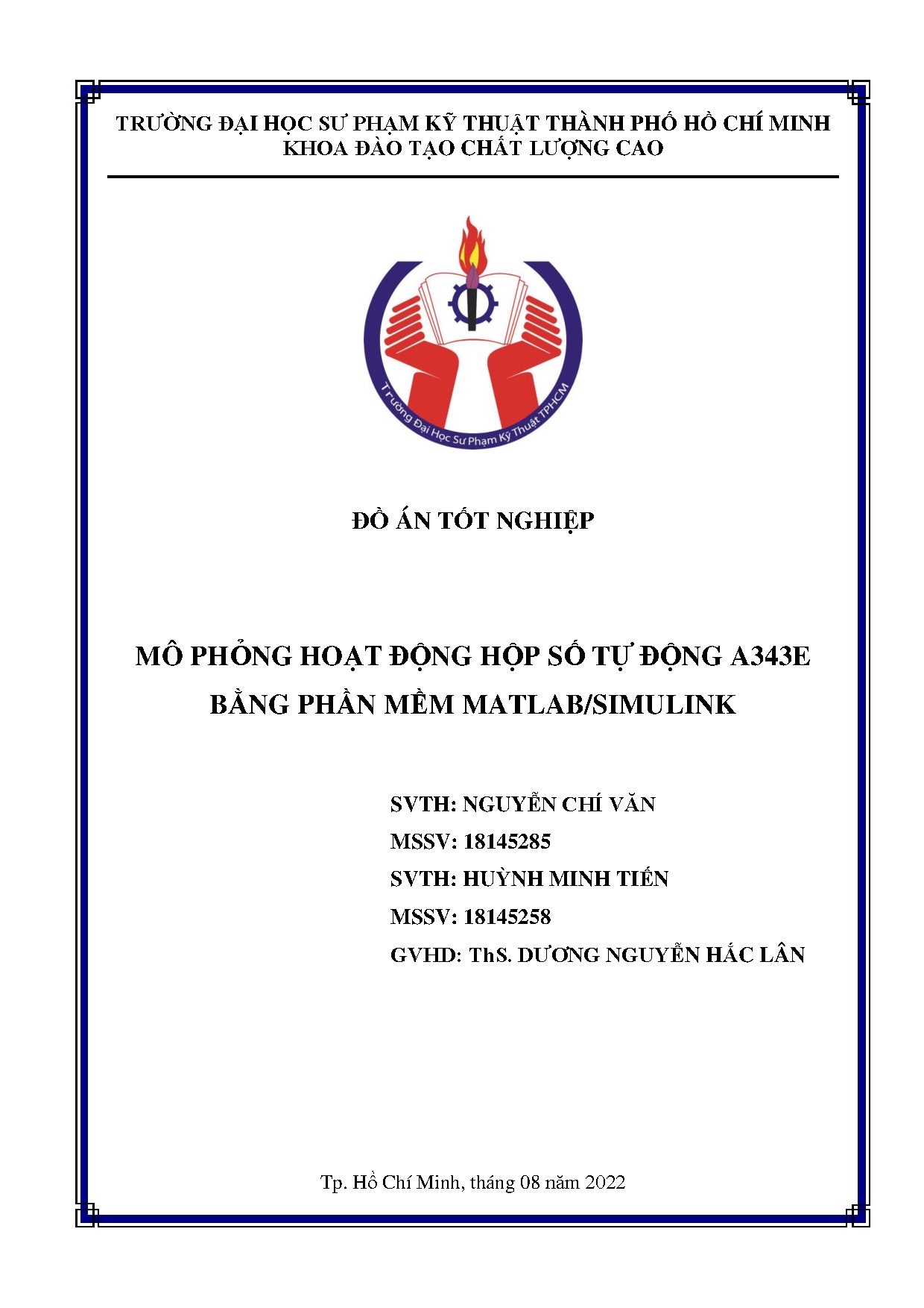 Đồ án tốt nghiệp - Mô phỏng hoạt động hộp số tự động A343E bằng phần mềm Matlab/Simulink