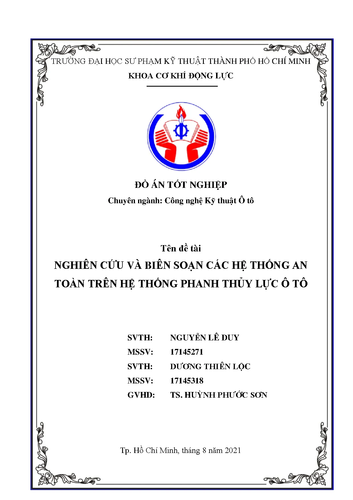 Đồ án tốt nghiệp - Nghiên cứu và biên soạn các hệ thống an toàn trên hệ thống PTL ô TĐÁTNNCNKTÔT