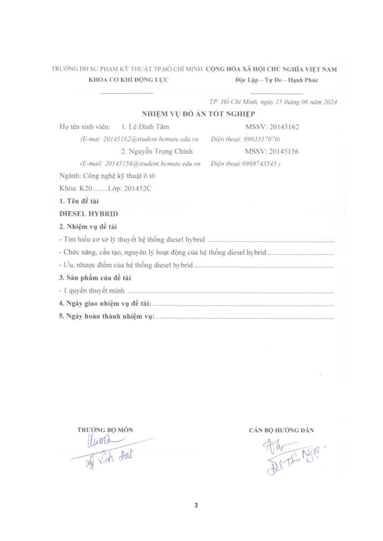 Đồ án tốt nghiệp - Diesel hybrid