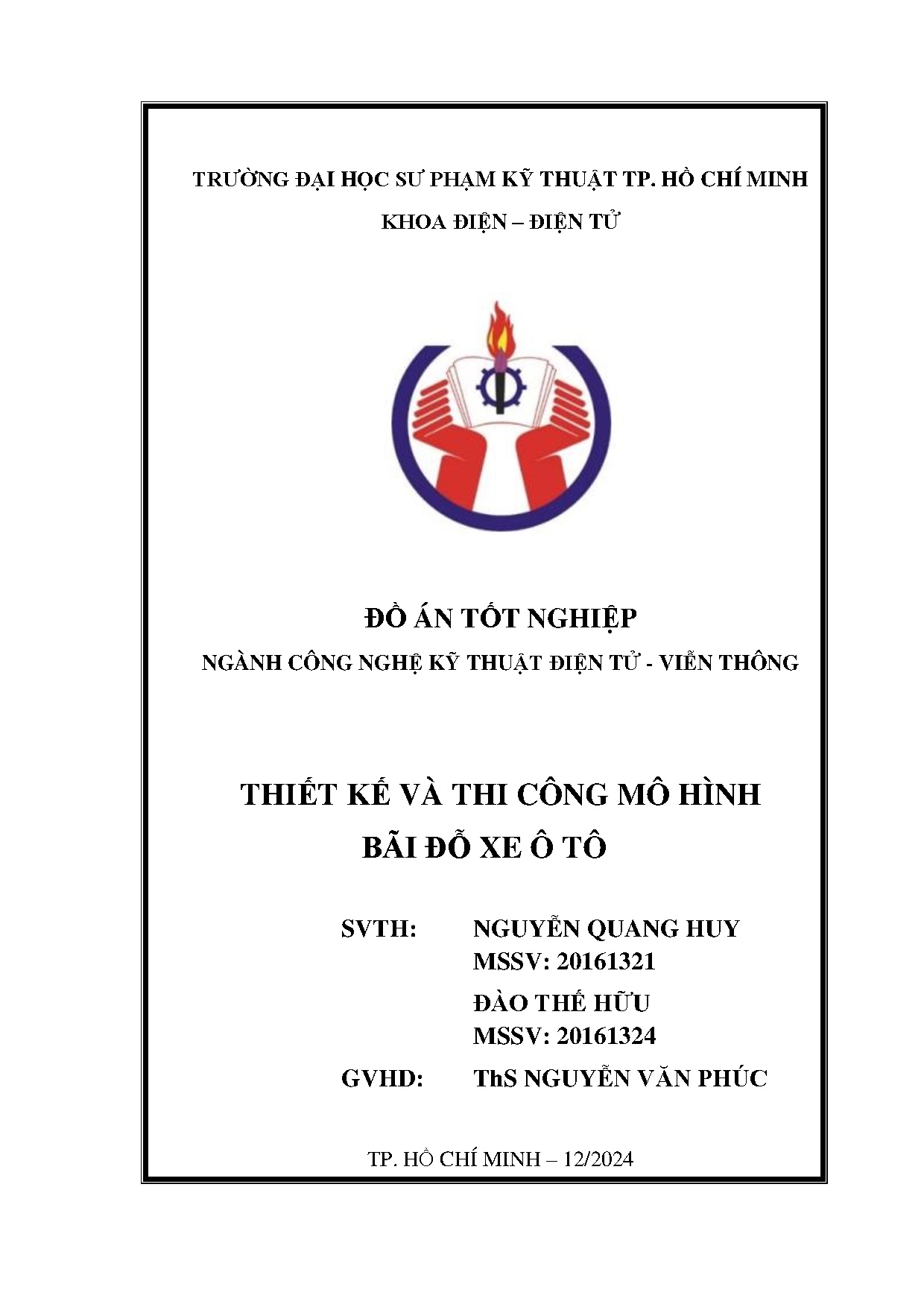 Đồ án tốt nghiệp - Thiết kế và thi công mô hình bãi đỗ xe ô tô