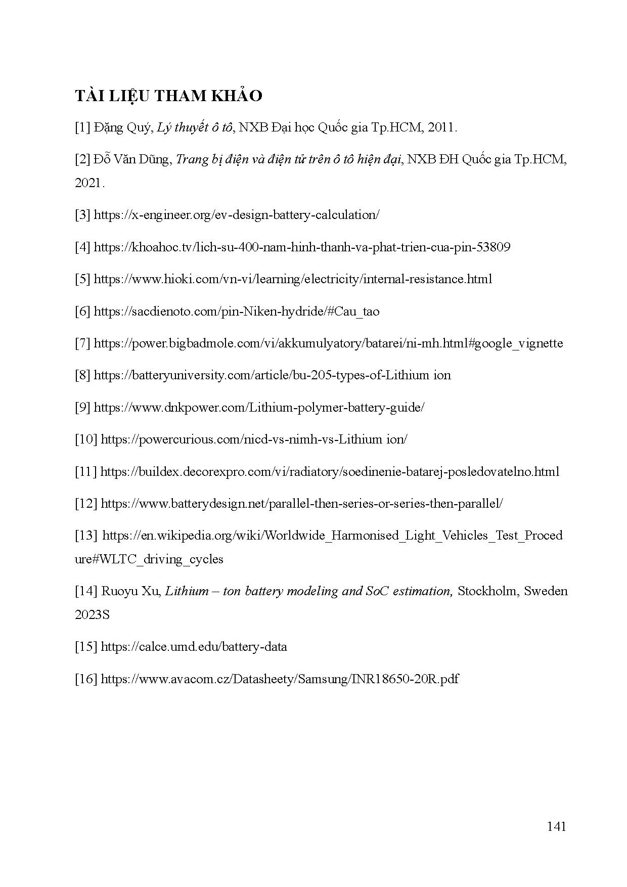 Đồ án tốt nghiệp - Thiết kế và mô phỏng hệ thống pin trên ô tô điện bằng phần mềm Matlab/Simulin - Trang 160