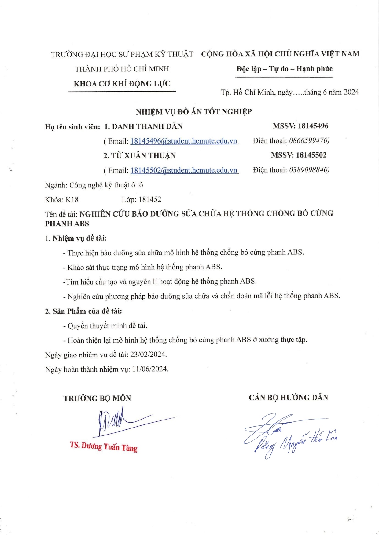 Đồ án tốt nghiệp - Nghiên cứu bảo dưỡng sửa chữa hệ thống chống bó cứng phanh ABS