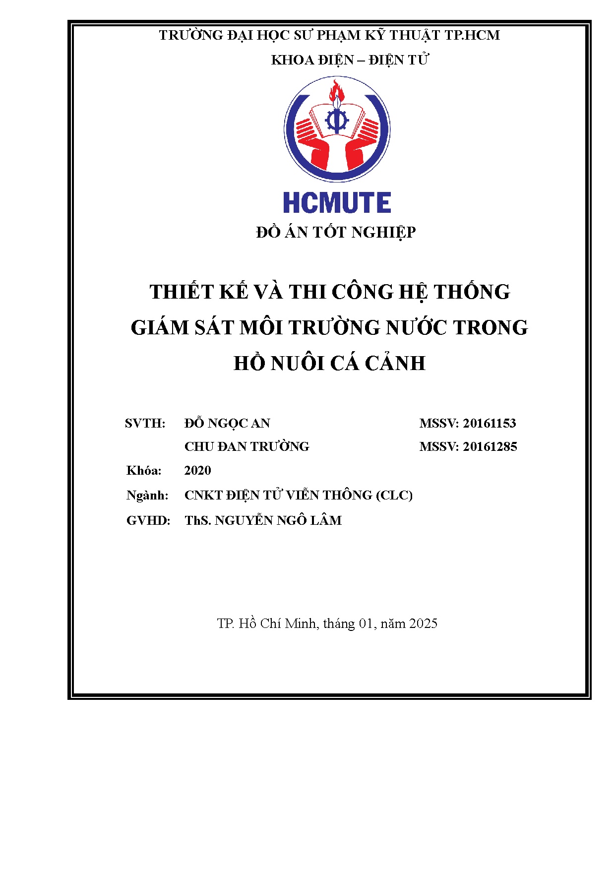 Đồ án tốt nghiệp - Thiết kế và thi công hệ thống giám sát môi trường nước trong hồ nuôi cá cảnh