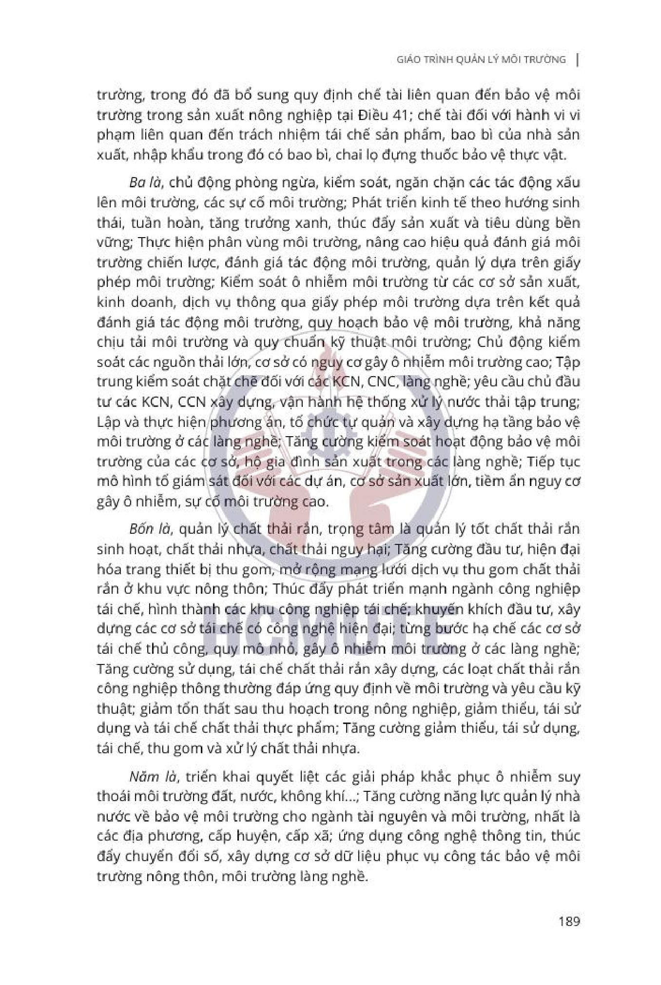 Giáo trình quản lý môi trường (HCMUTE) - Trang 190