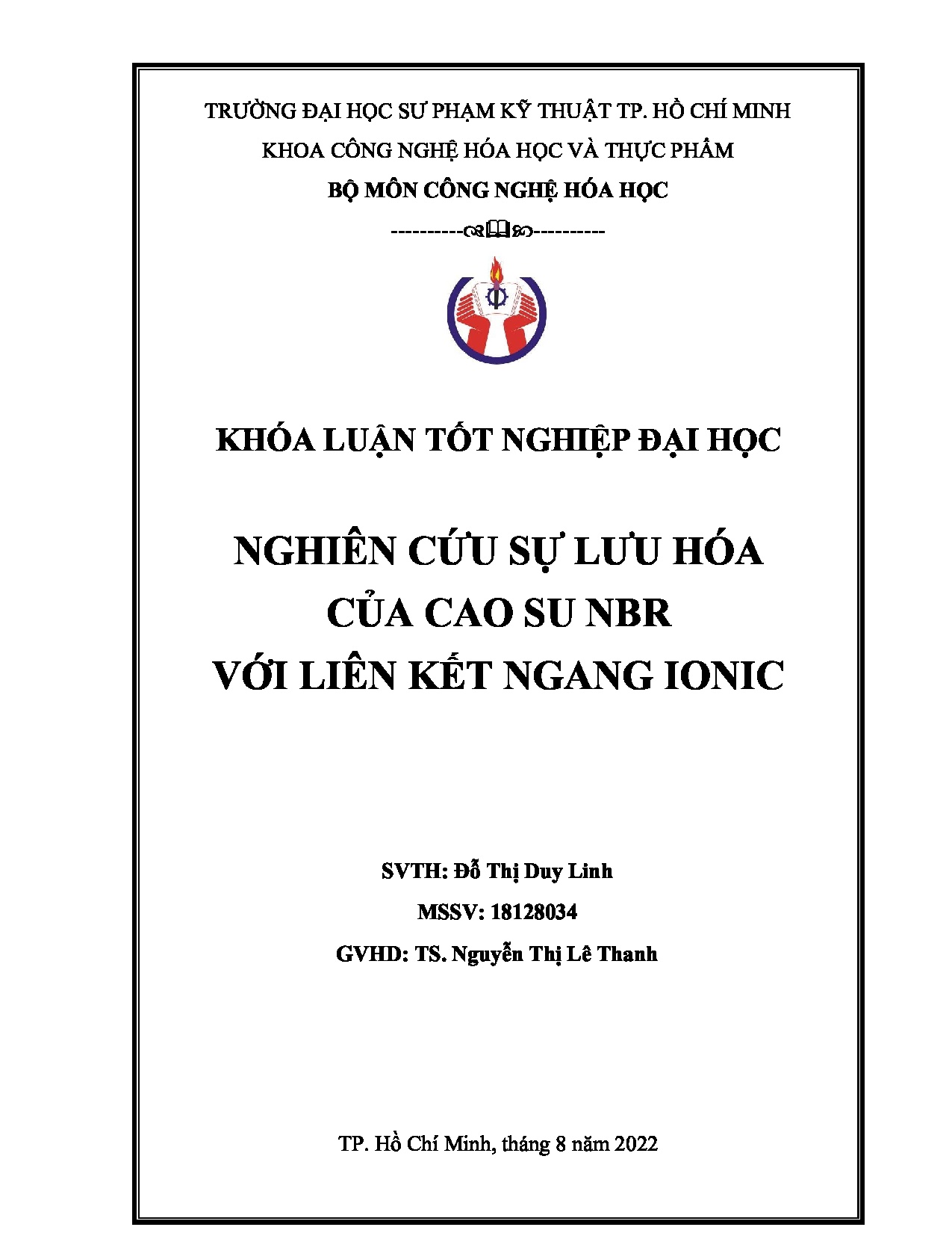 Đồ án tốt nghiệp - Nghiên cứu sự lưu hóa của cao su NBR với liên kết ngang Ionic