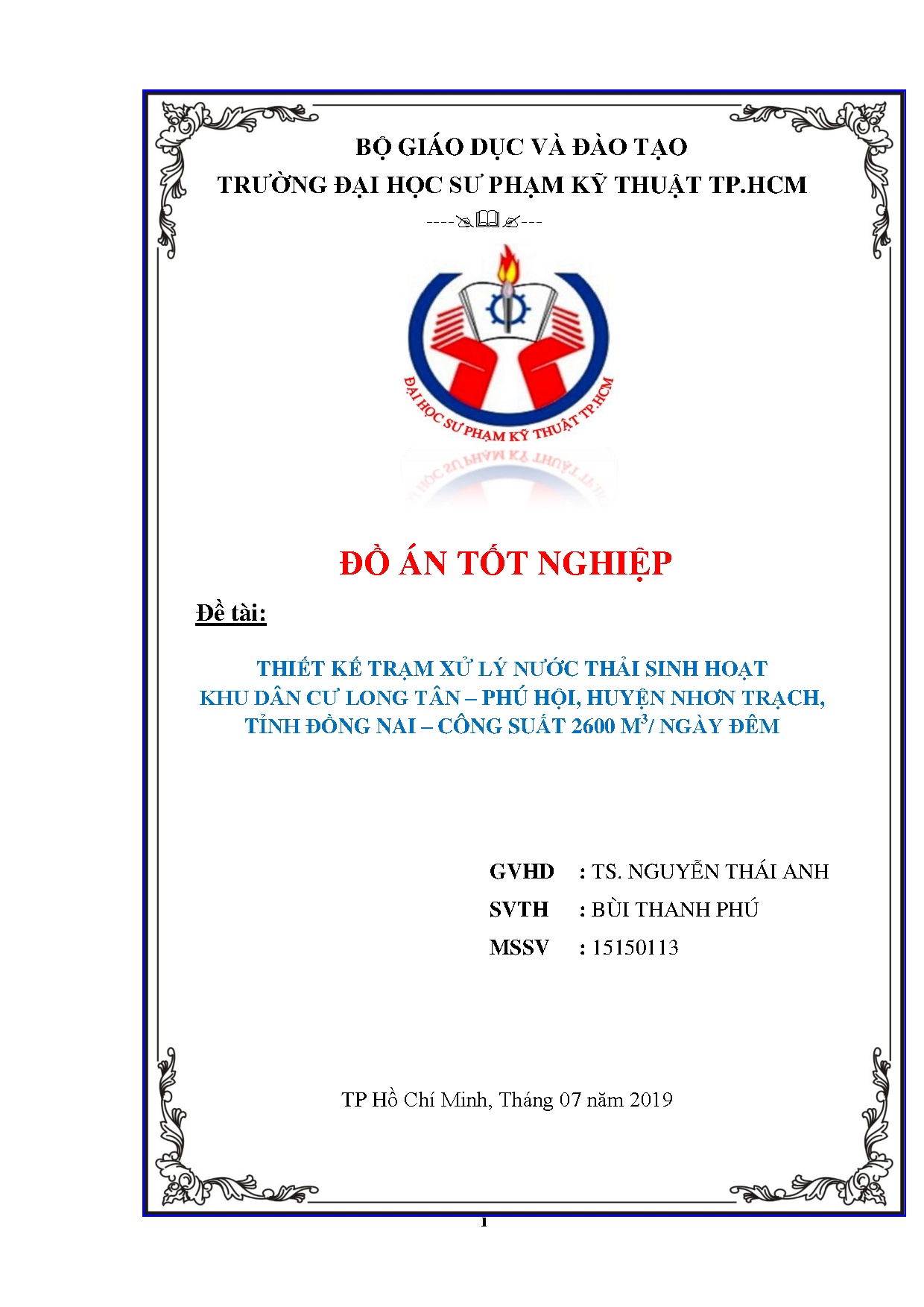 Đồ án tốt nghiệp - Thiết kế trạm xử lý nước thải sinh hoạt khu dân cư Long Tân - PHHNTTĐN - CS 2 Đ