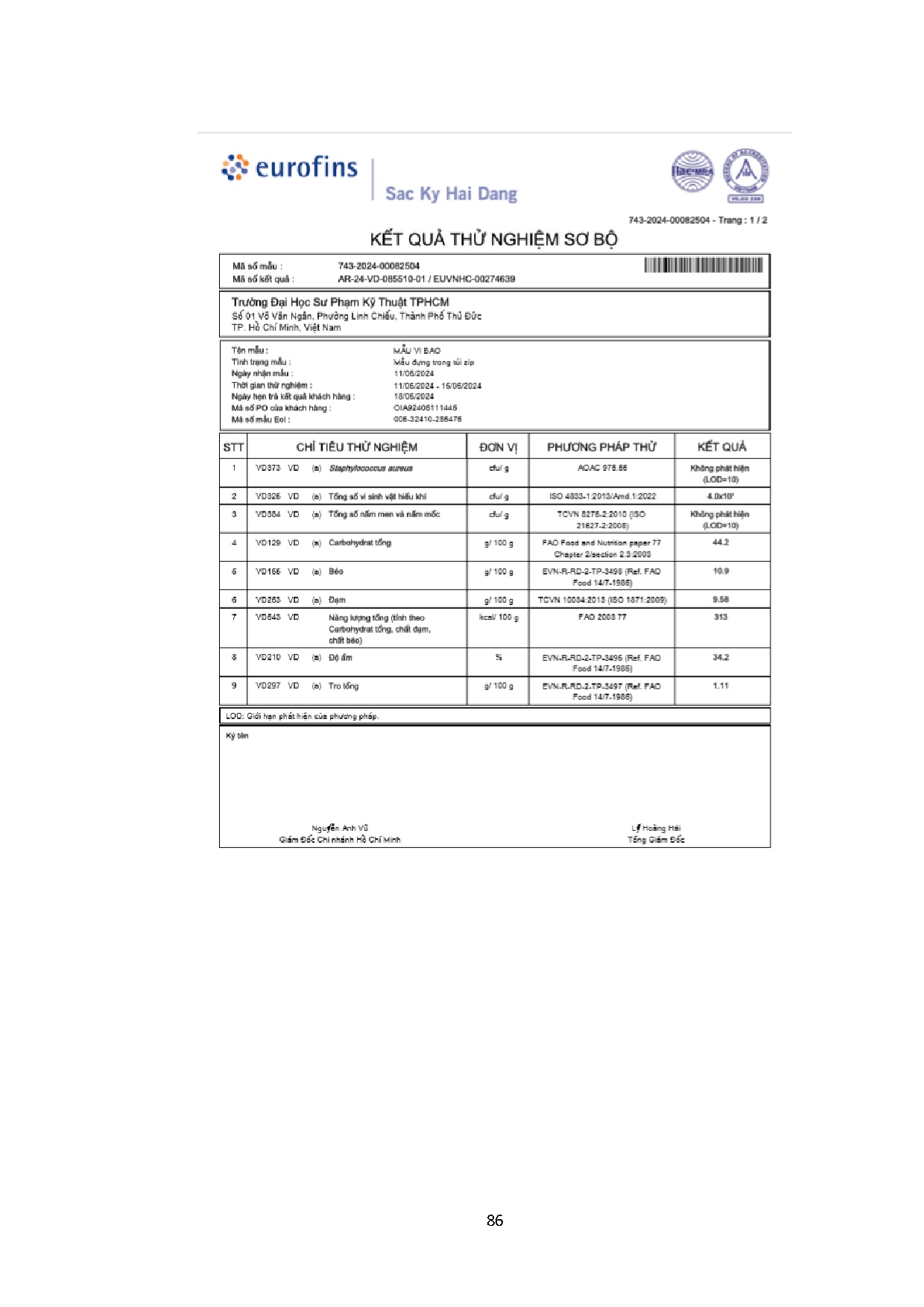 Đồ án tốt nghiệp - Ảnh hưởng của bột vi bao cao chiết lá ổi rừng đến chất lượng và hoạt tính SHCSPS - Trang 107