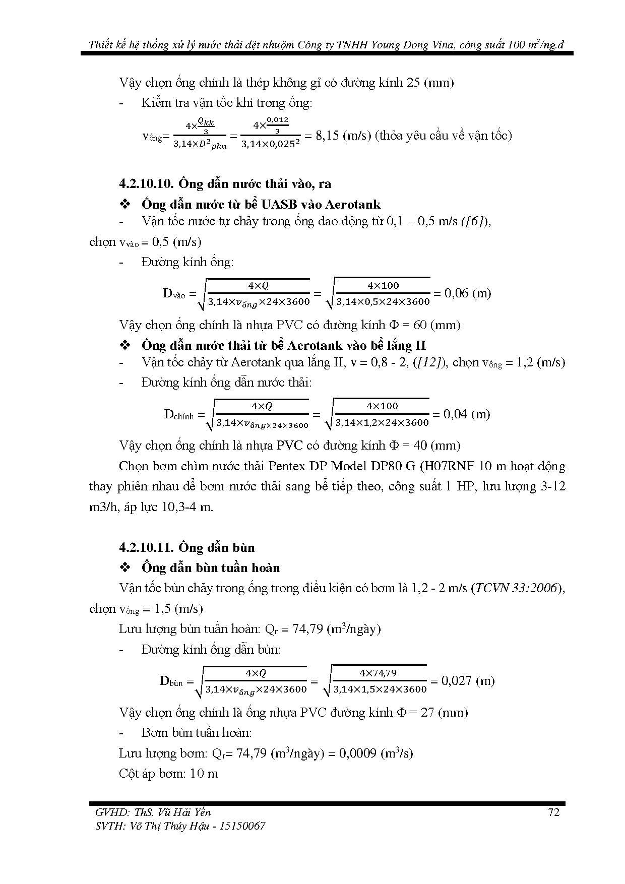 Đồ án tốt nghiệp - Thiết kế hệ thống xử lý nước thải dệt nhuộm công ty TNHH Young Dong Vina, CS 1 M - Trang 91