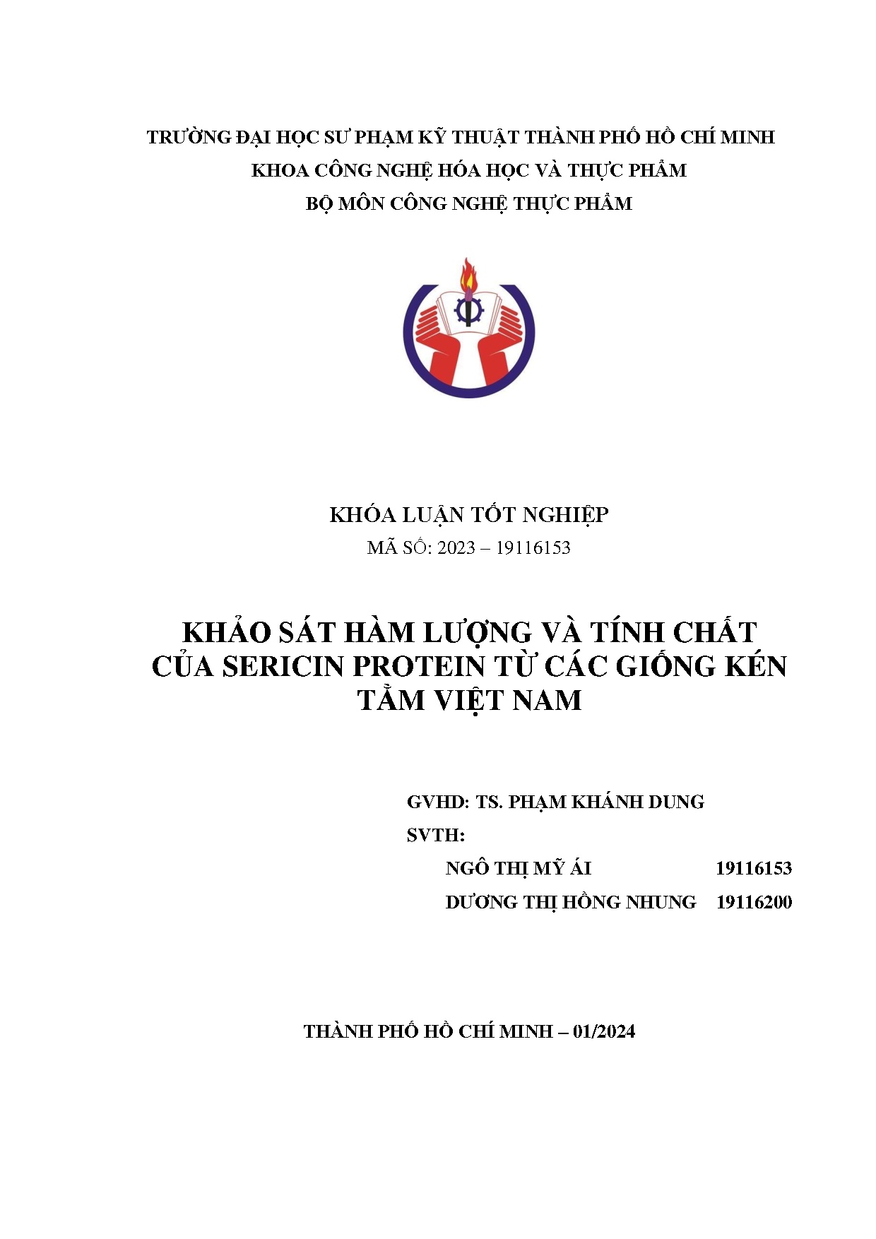 Đồ án tốt nghiệp - Khảo sát hàm lượng và tính chất của Sericin protein từ các giống kén tằm Việt Nam