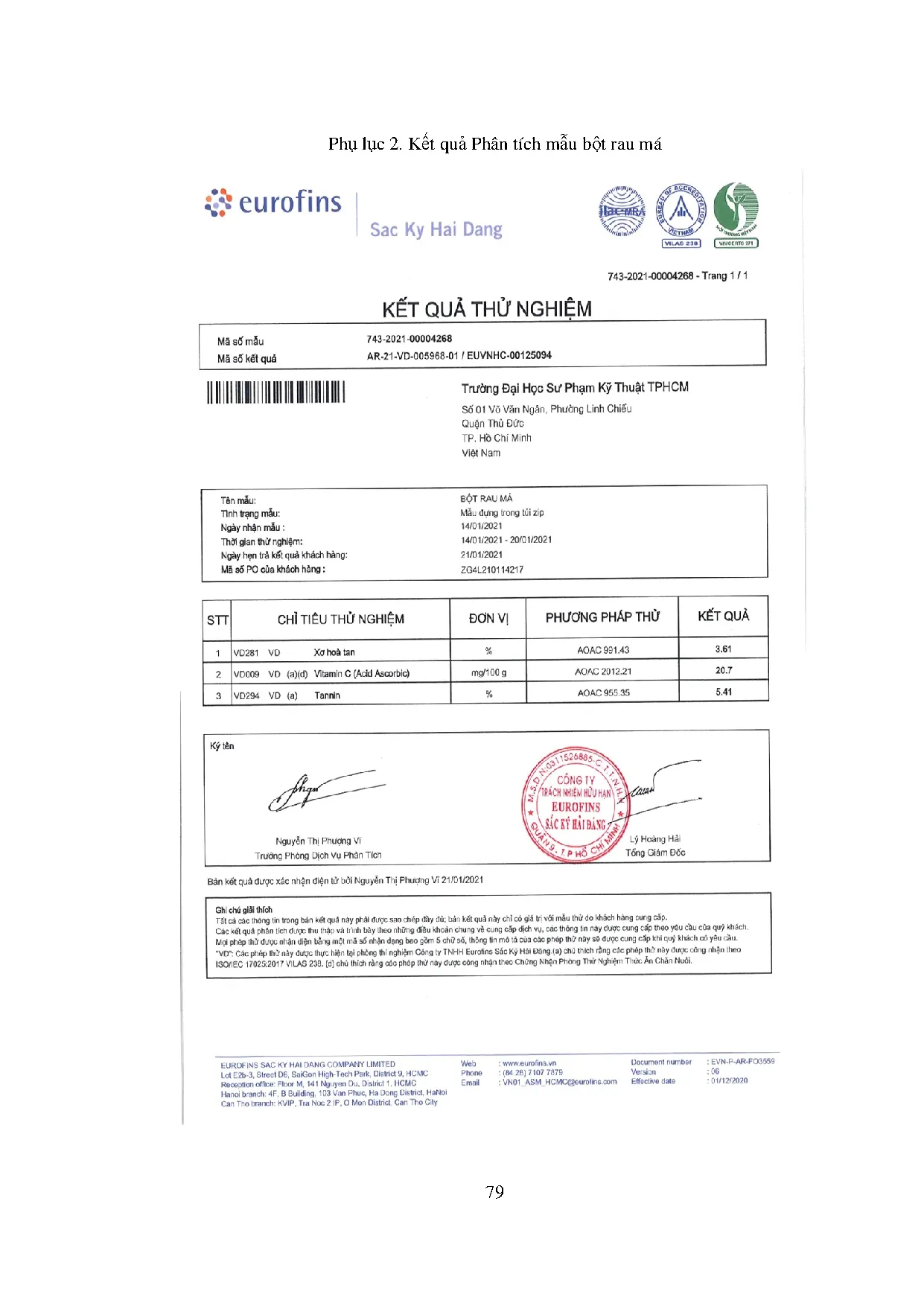 Đồ án tốt nghiệp - Nghiên cứu các yếu tố công nghệ ảnh hưởng đến quá trình sấy lạnh sản phẩm rau má - Trang 104