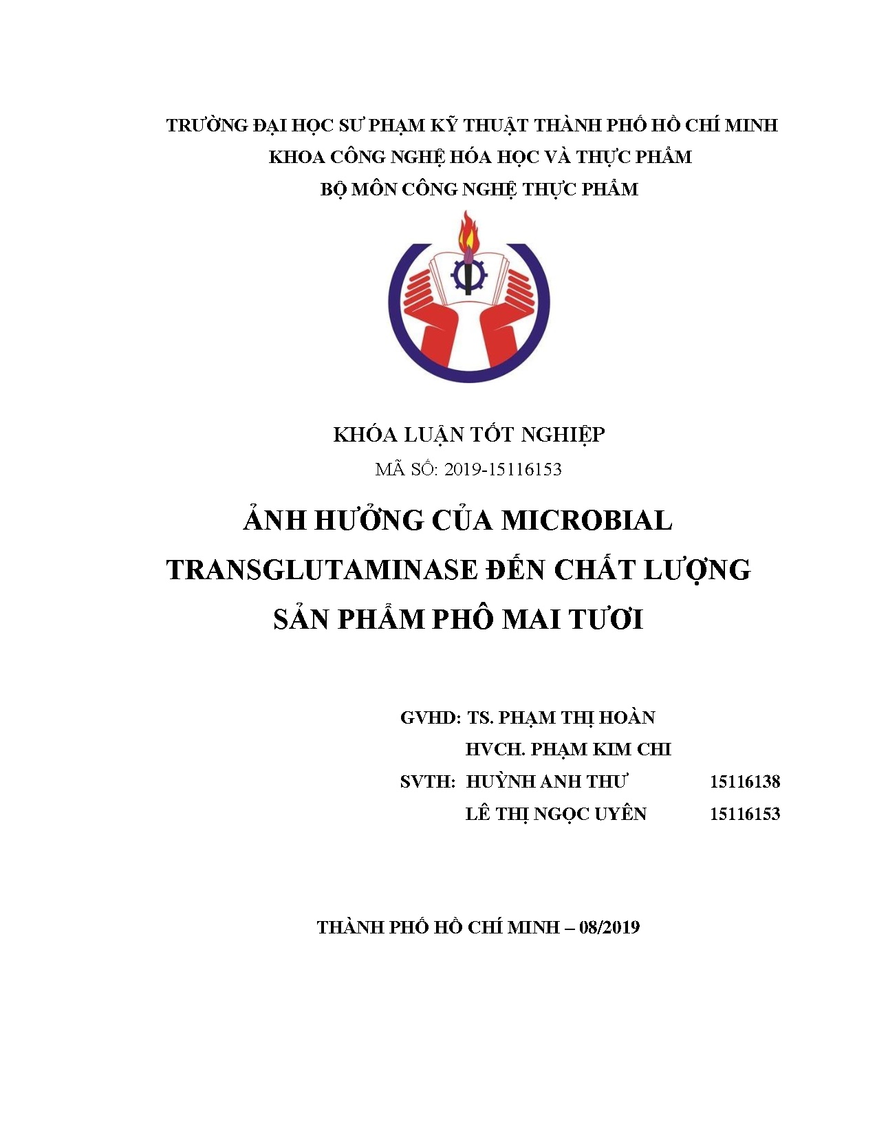 Đồ án tốt nghiệp - Ảnh hưởng của Transglutaminase nguồn gốc từ vi sinh vật đến chất lượng sản PPMT