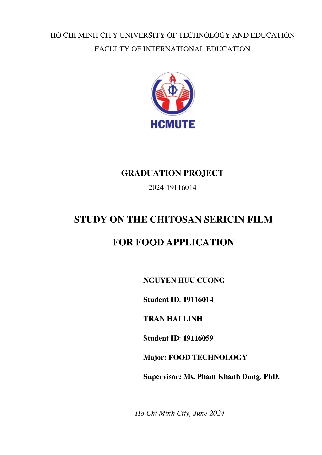 Đồ án tốt nghiệp - Study on the Chitosan Sericin film for food application