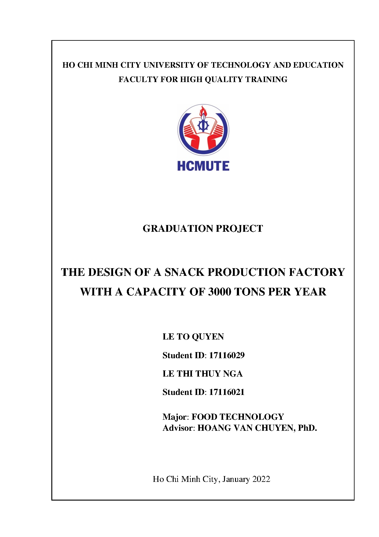 Đồ án tốt nghiệp - The design of a snack production factory with a capacity of 3000 tons per year
