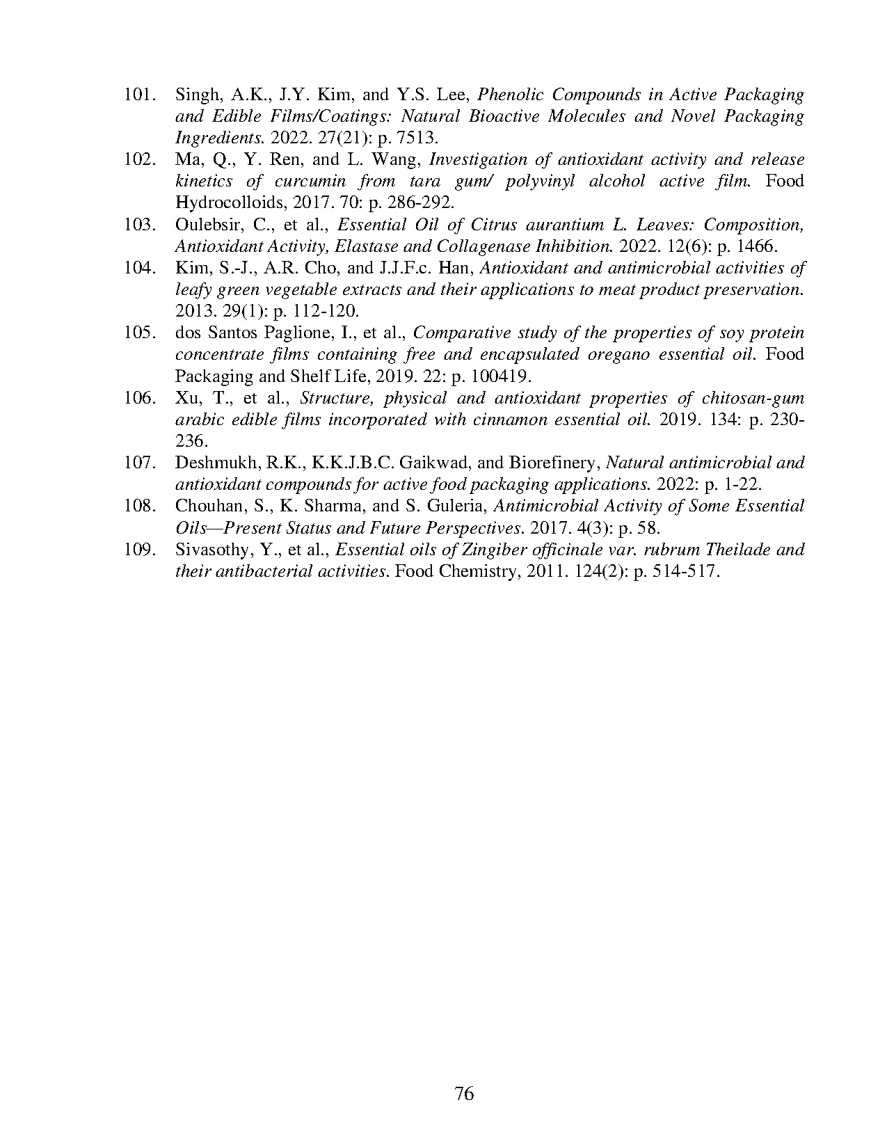 Đồ án tốt nghiệp - Ảnh hưởng của tinh dầu gừng đối với một số tính chất màng protein IĐN - MTTP - Trang 94