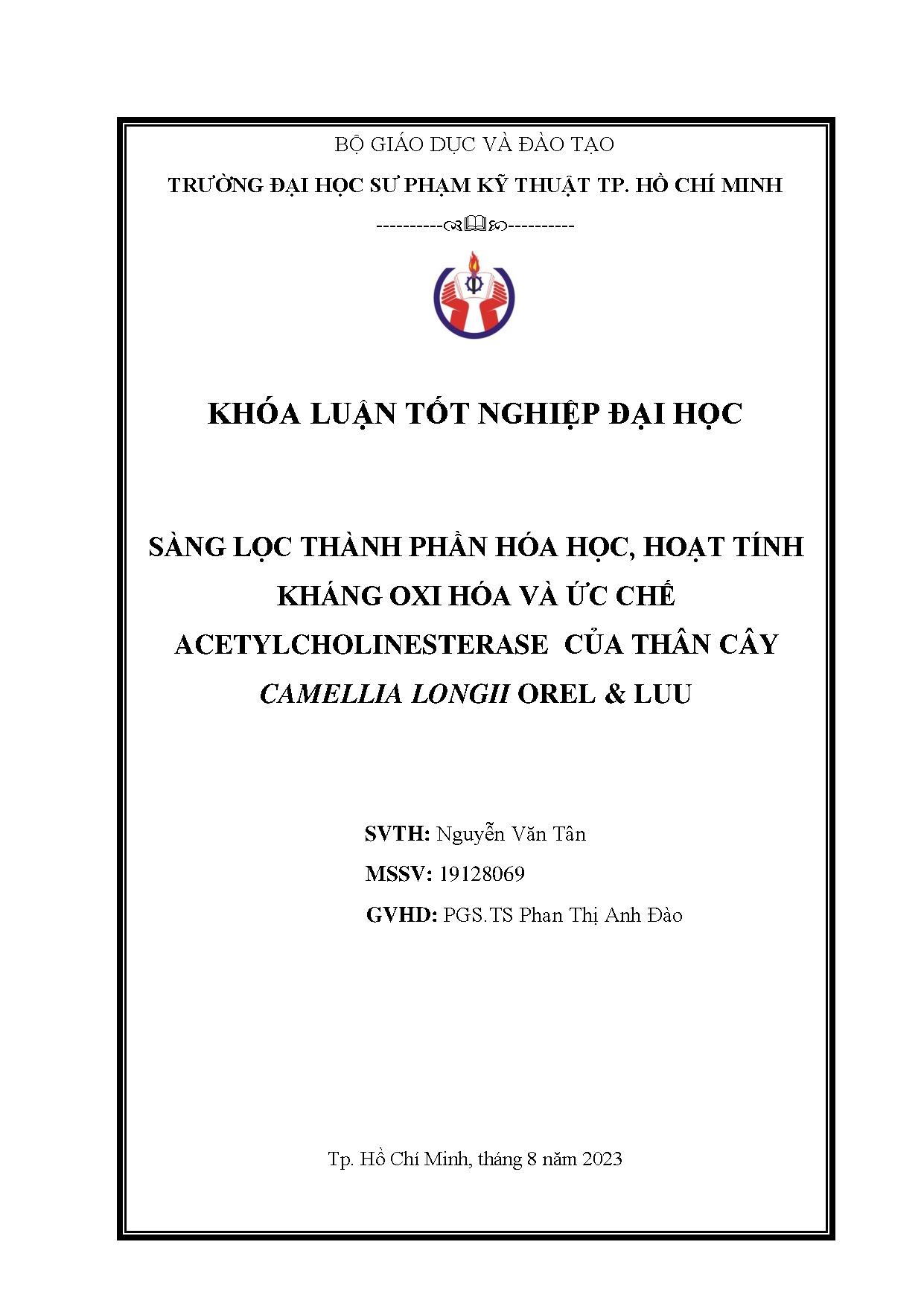Đồ án tốt nghiệp - Sàng lọc thành phần hóa học, hoạt tính kháng oxi hóa và ức chế ACTCCLO &amp; L