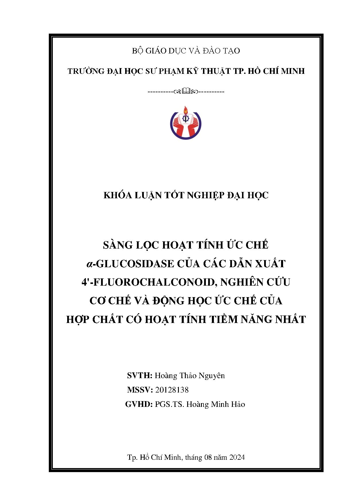 Đồ án tốt nghiệp - Sàng lọc hoạt tính ức chế α-glucosidase của các dẫn xuất 4 NCCCVĐHỨCCHCCHTTNN