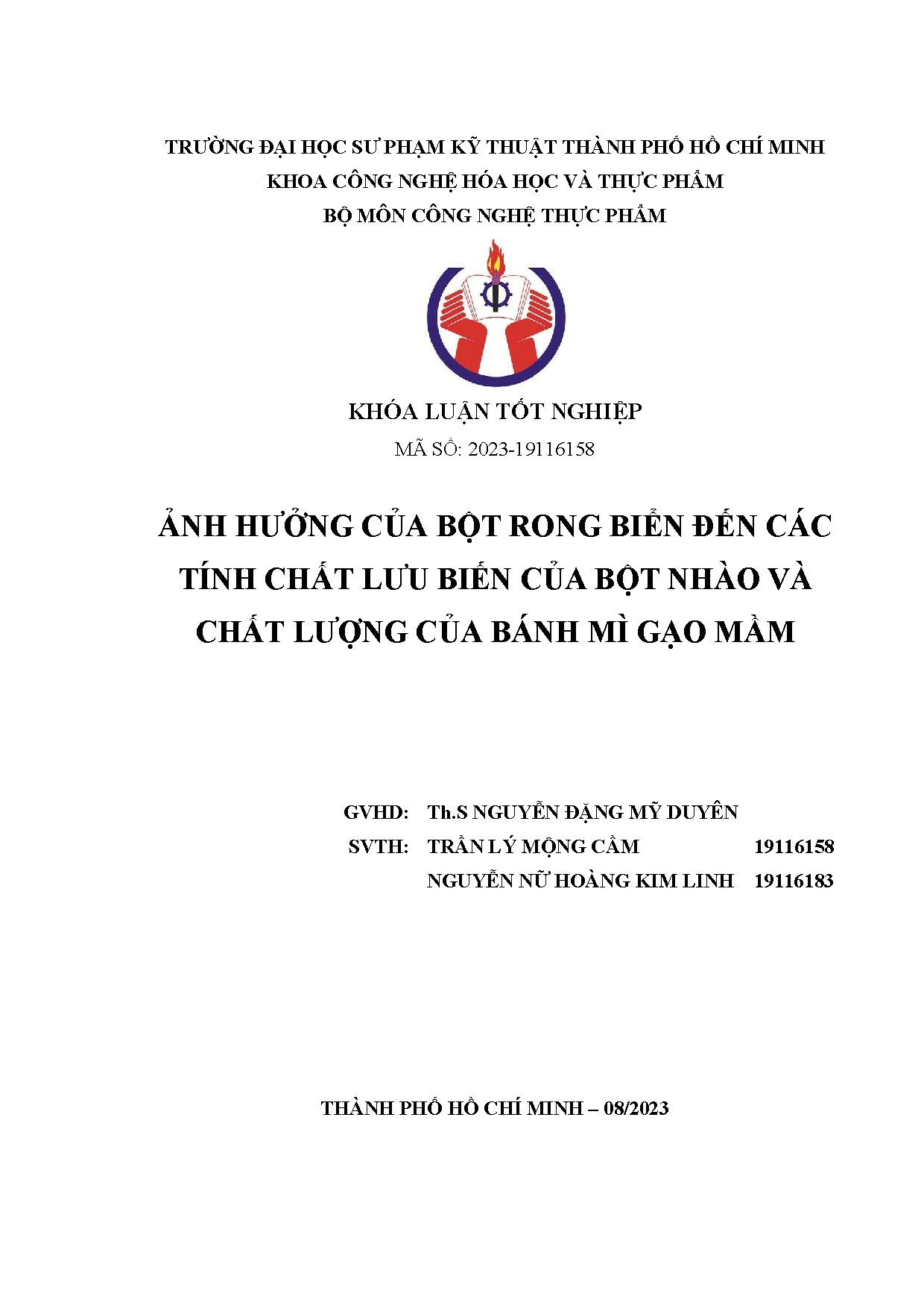 Đồ án tốt nghiệp - Ảnh hưởng của bột rong biển đến các tính chất lưu biến của bột nhào và CLCBMGM
